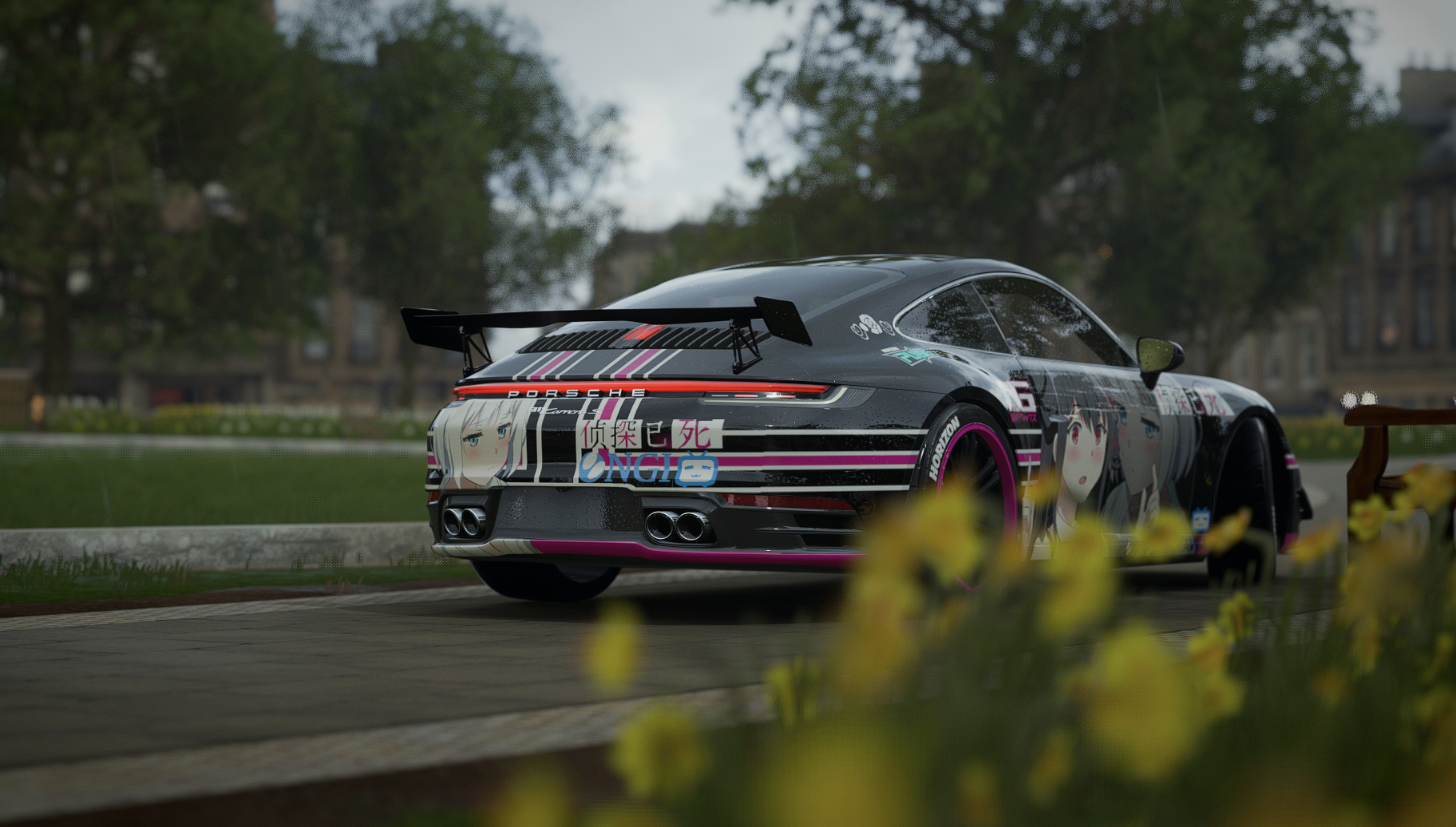 Forza Horizon 4 Forza Forza Horizon Porsche Porsche 911 Flowers Itasha Natsunagi Nagisa Tannteihamou 2918x1658