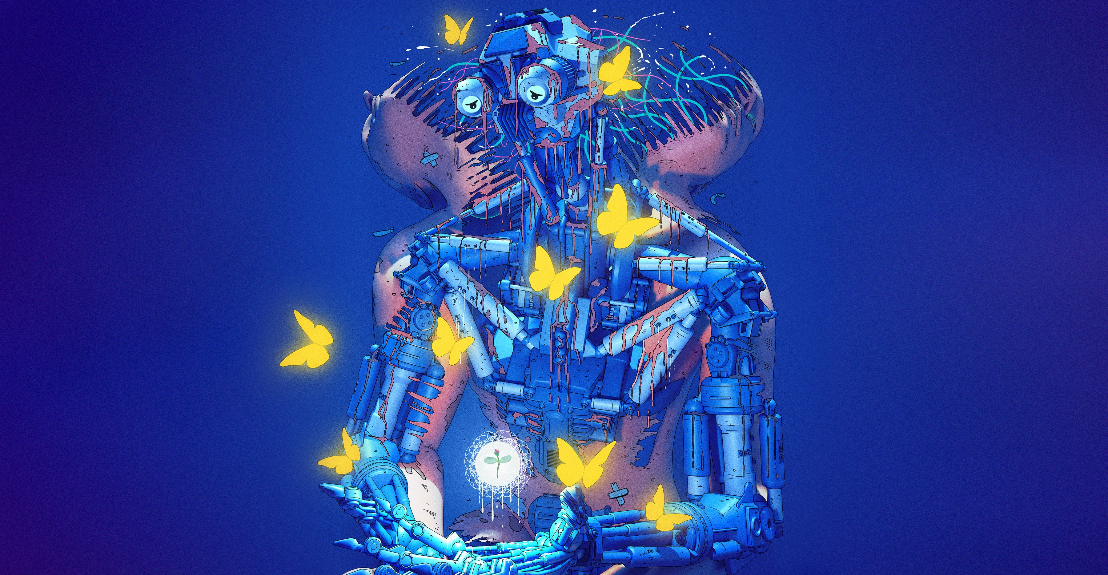 Nick Sullo Digital Art Cyberpunk Butterfly Fantasy Art 3600x1870
