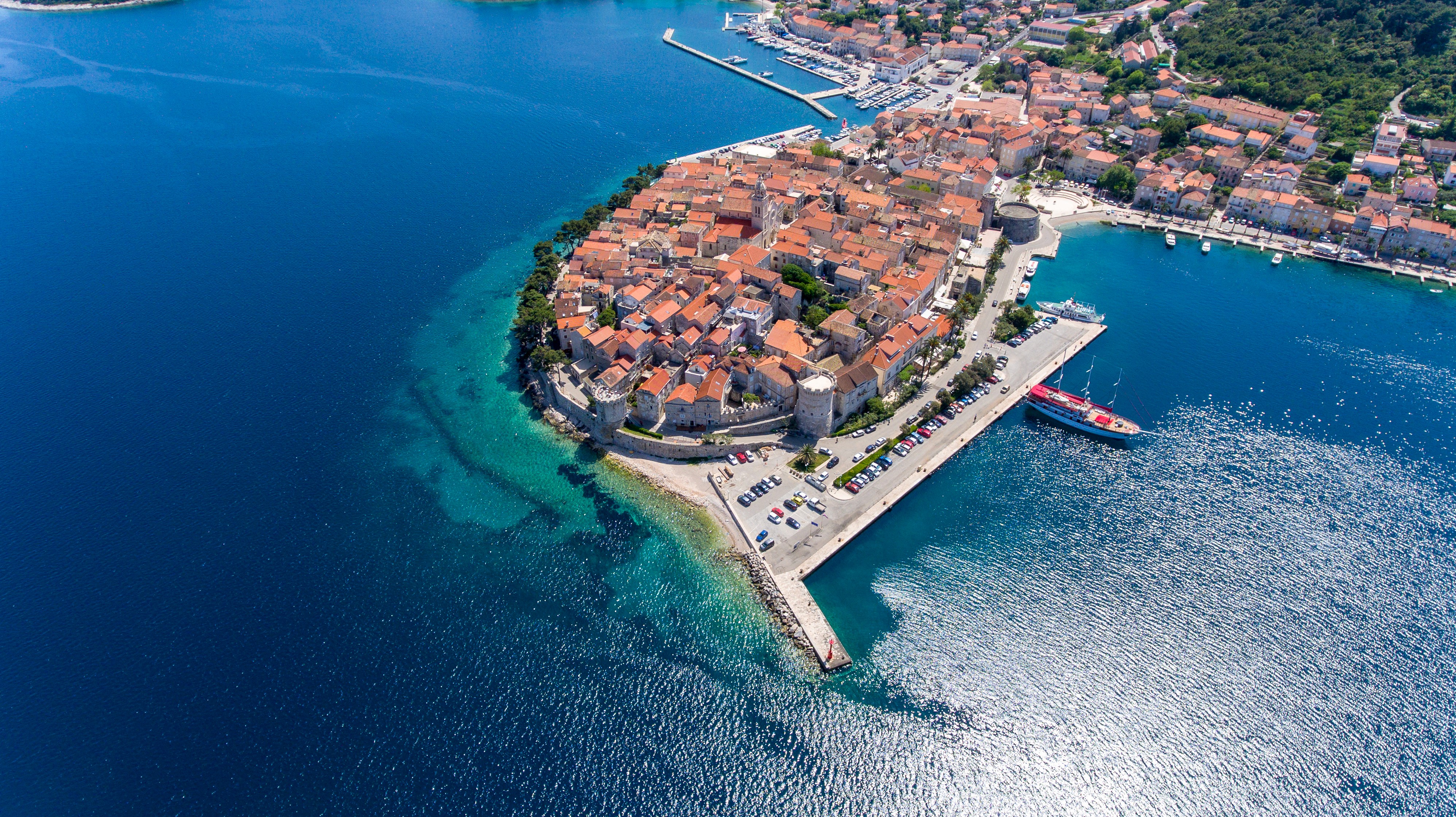 Landscape Water River Ship Car House Building City Cityscape Pier Trees Aerial View Drone Photo Kor  3992x2242