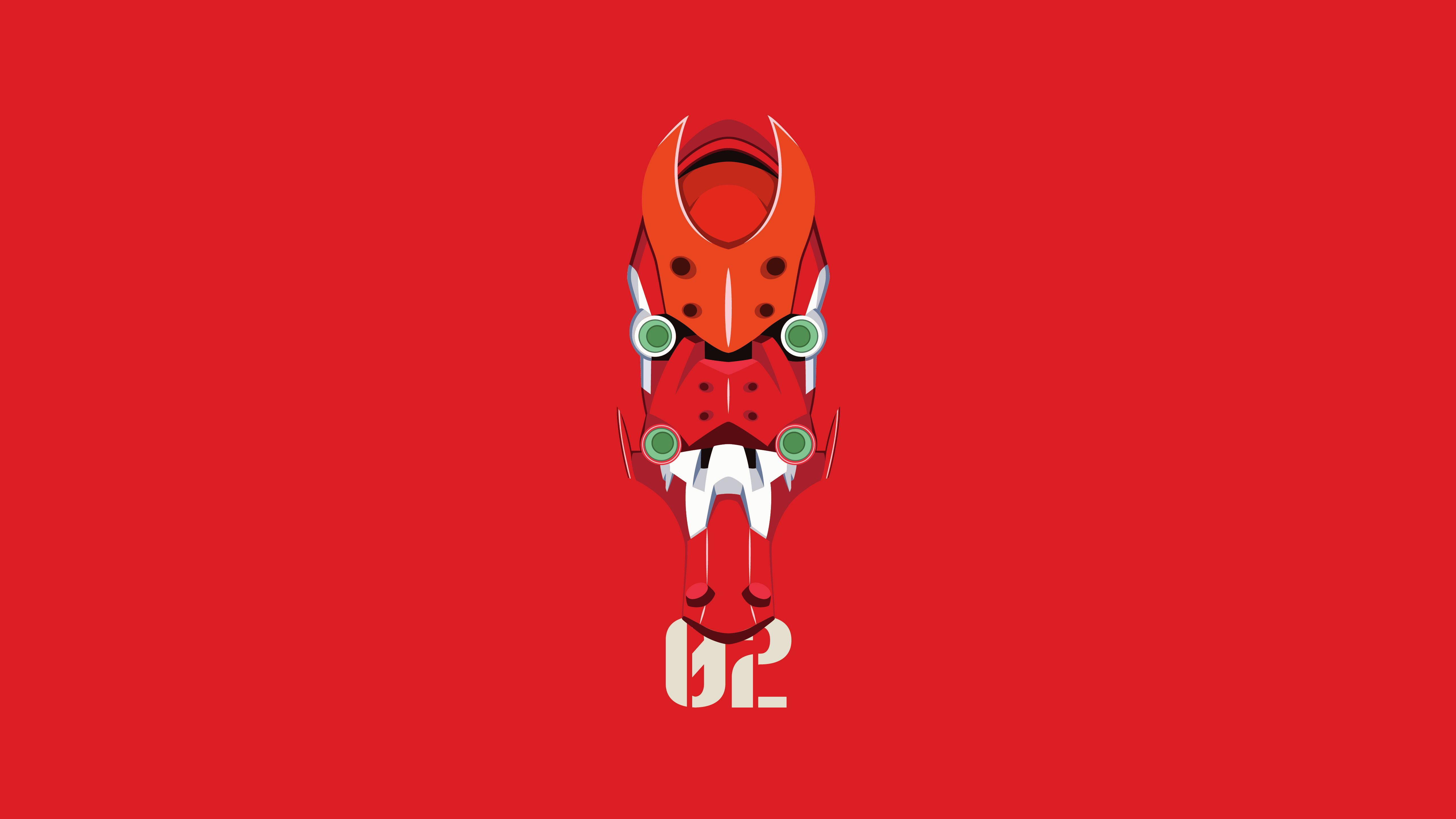 Neon Genesis Evangelion EVA Unit 02 Red Background Minimalism Mechs Robot Anime 5120x2880