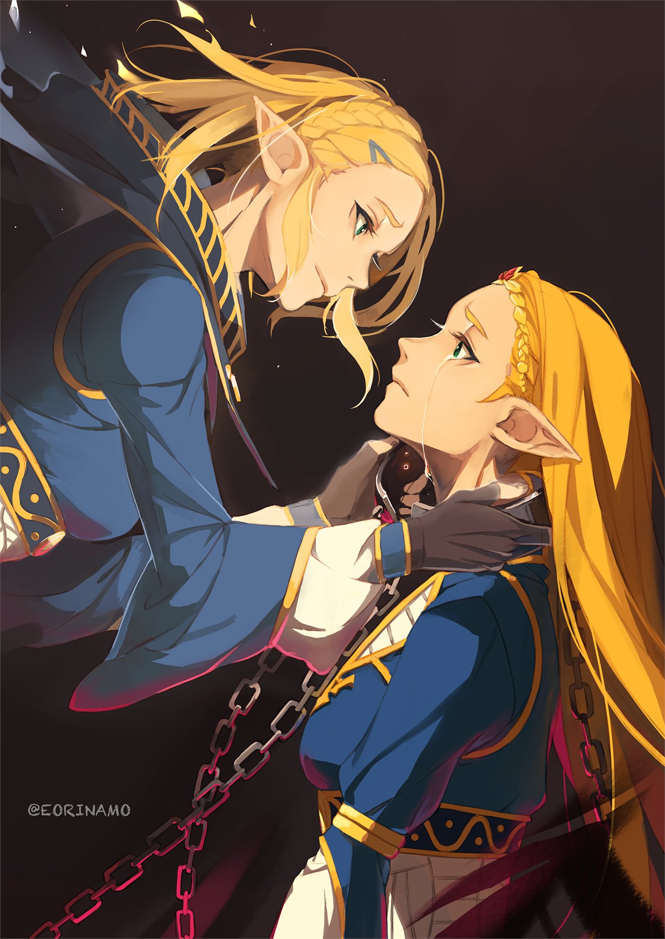 The Legend Of Zelda Zelda Portrait Display Pointy Ears Video Game Girls Long Hair Face To Face Black 1300x1835