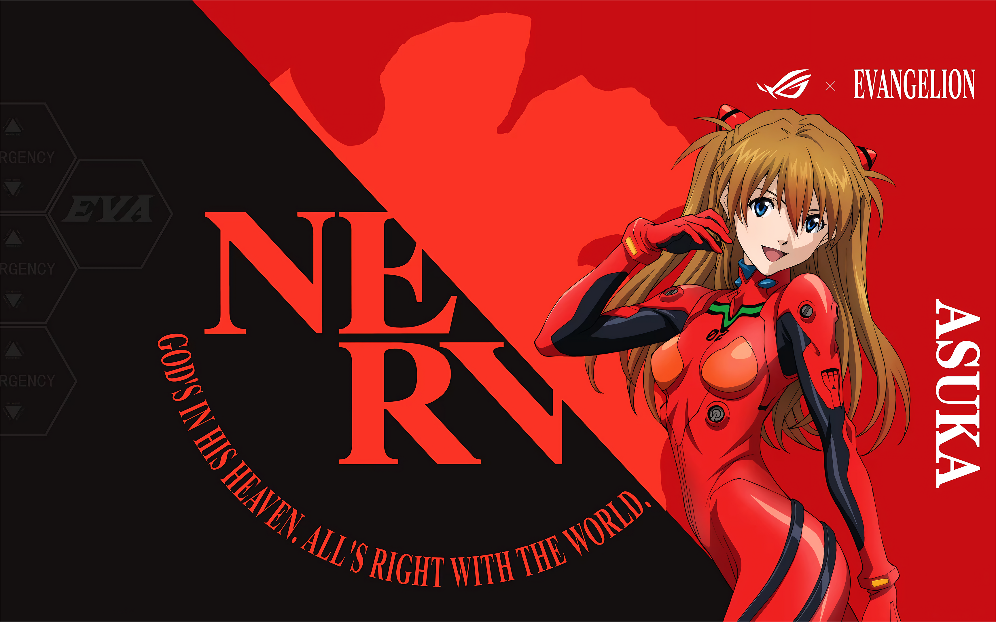 Republic Of Gamers Nerv Asuka Langley Soryu Neon Genesis Evangelion 3458x2160