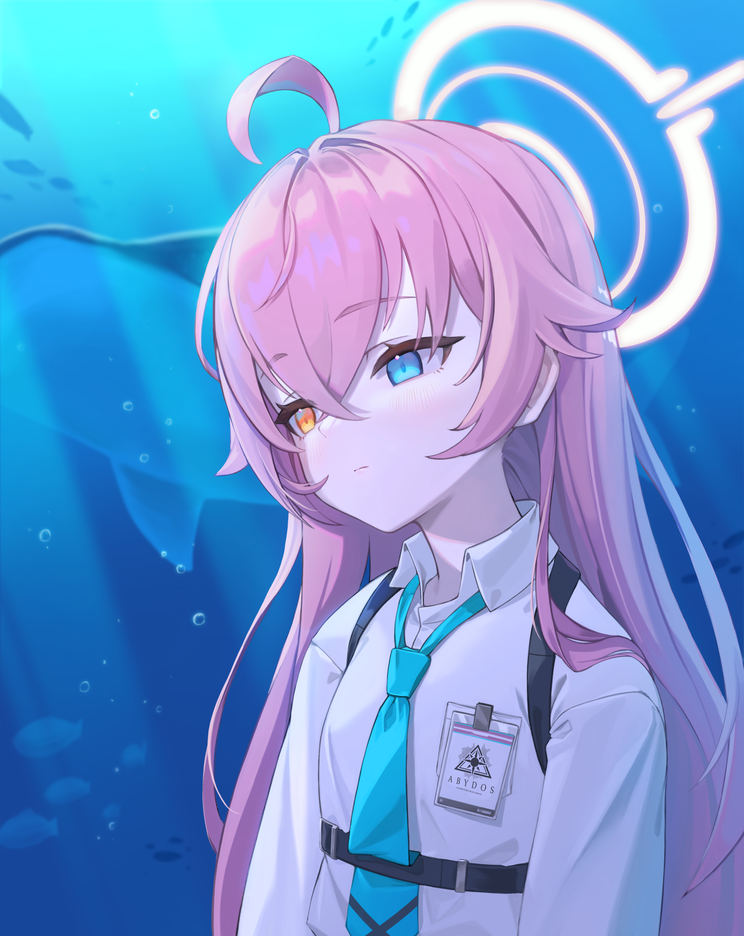 Takanashi Hoshino Blue Archive Pink Hair Blue Archive Portrait Display Aquarium Anime Girls Heteroch 2561x3221