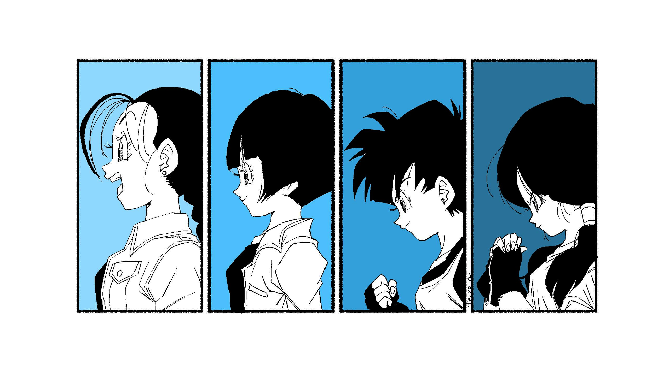 Simple Background Videl Dragon Ball Dragon Ball Z Dragon Ball Super Braids Black Hair Twintails Shor 2560x1440