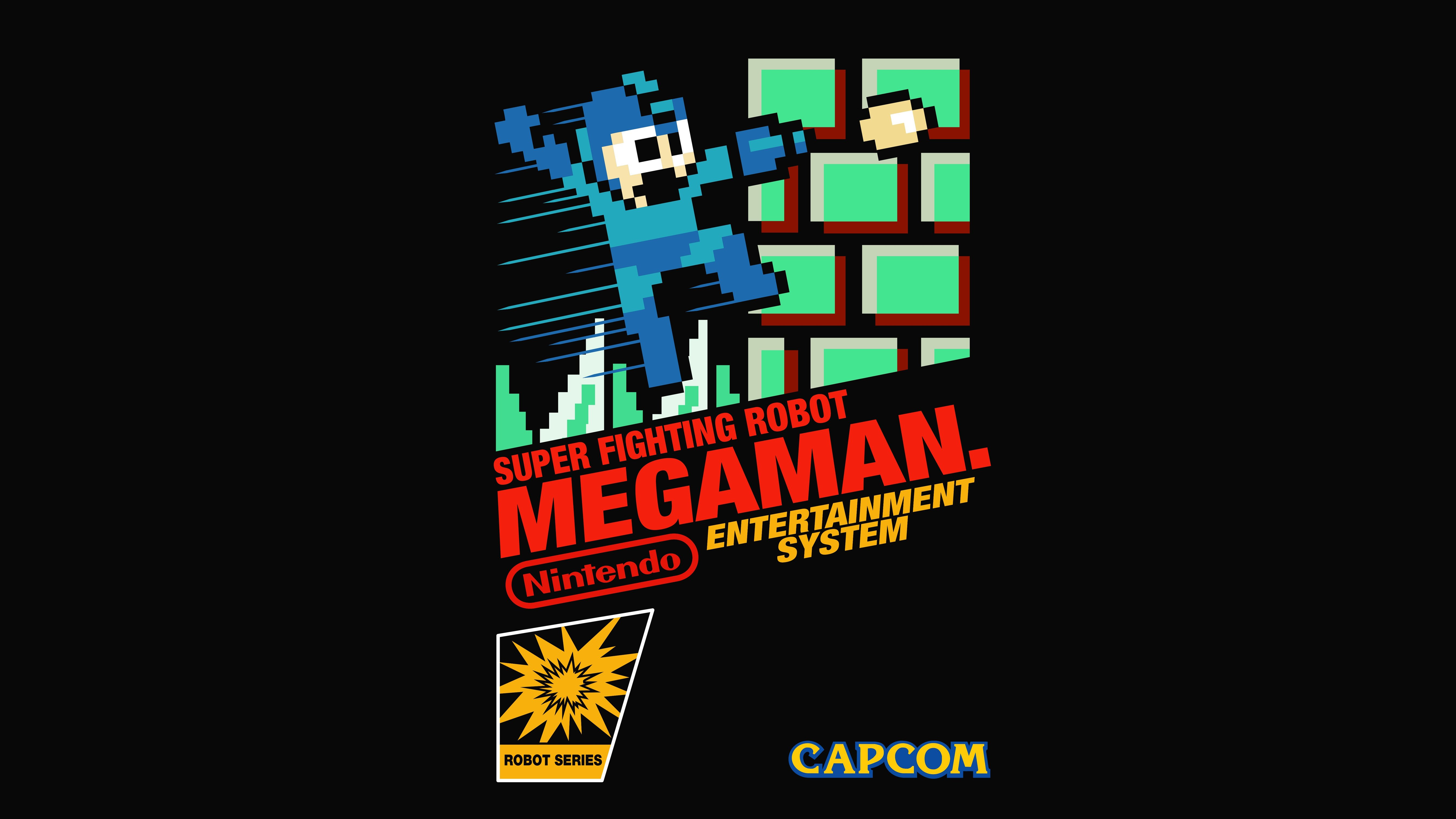 Video Games Capcom Mega Man Nintendo Retro Games Black Background Minimalism Nintendo Entertainment  5376x3024
