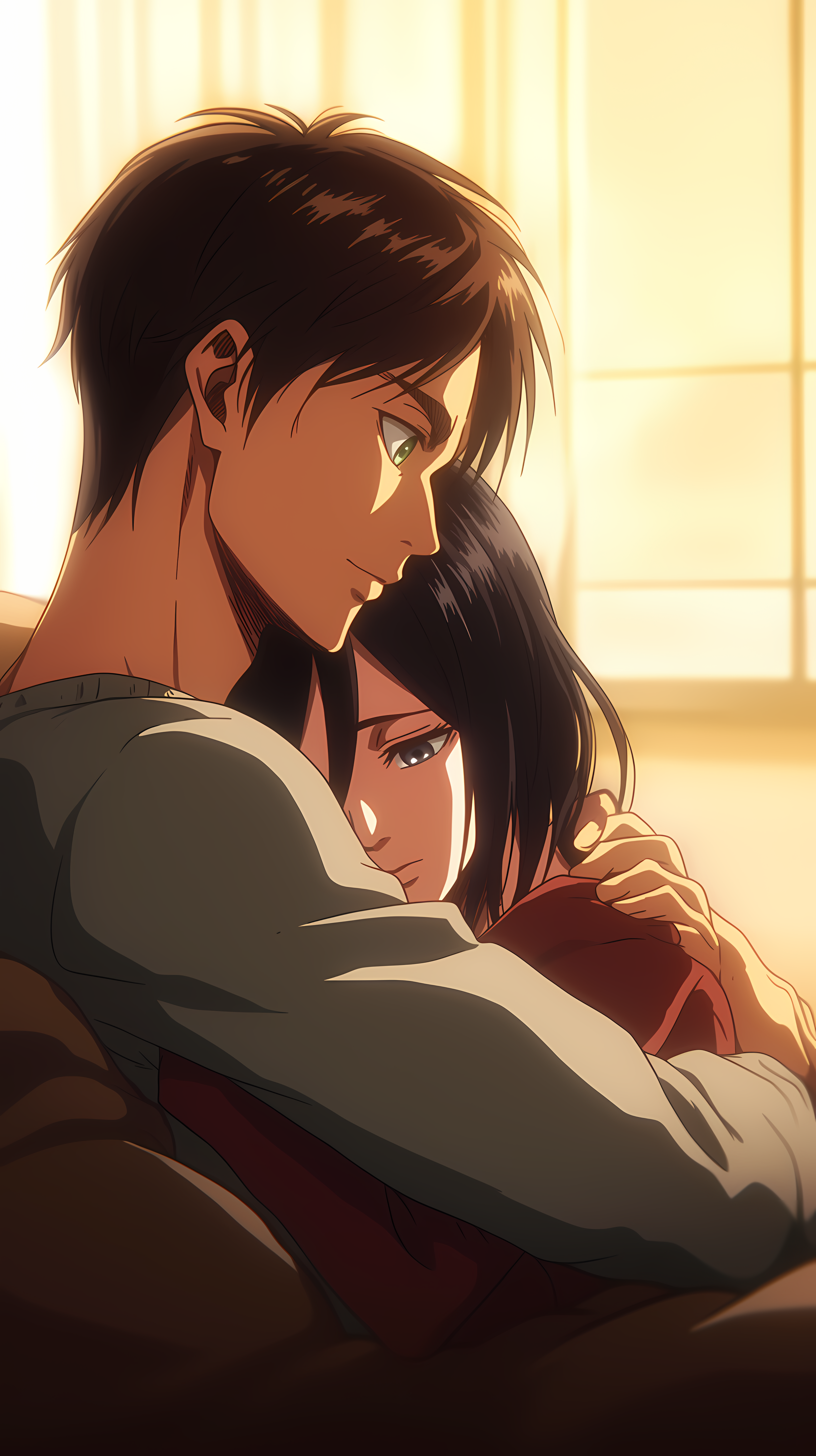 Cuddle Mikasa Ackerman Shingeki No Kyojin Eren Jeager Eternal Love 3264x5824