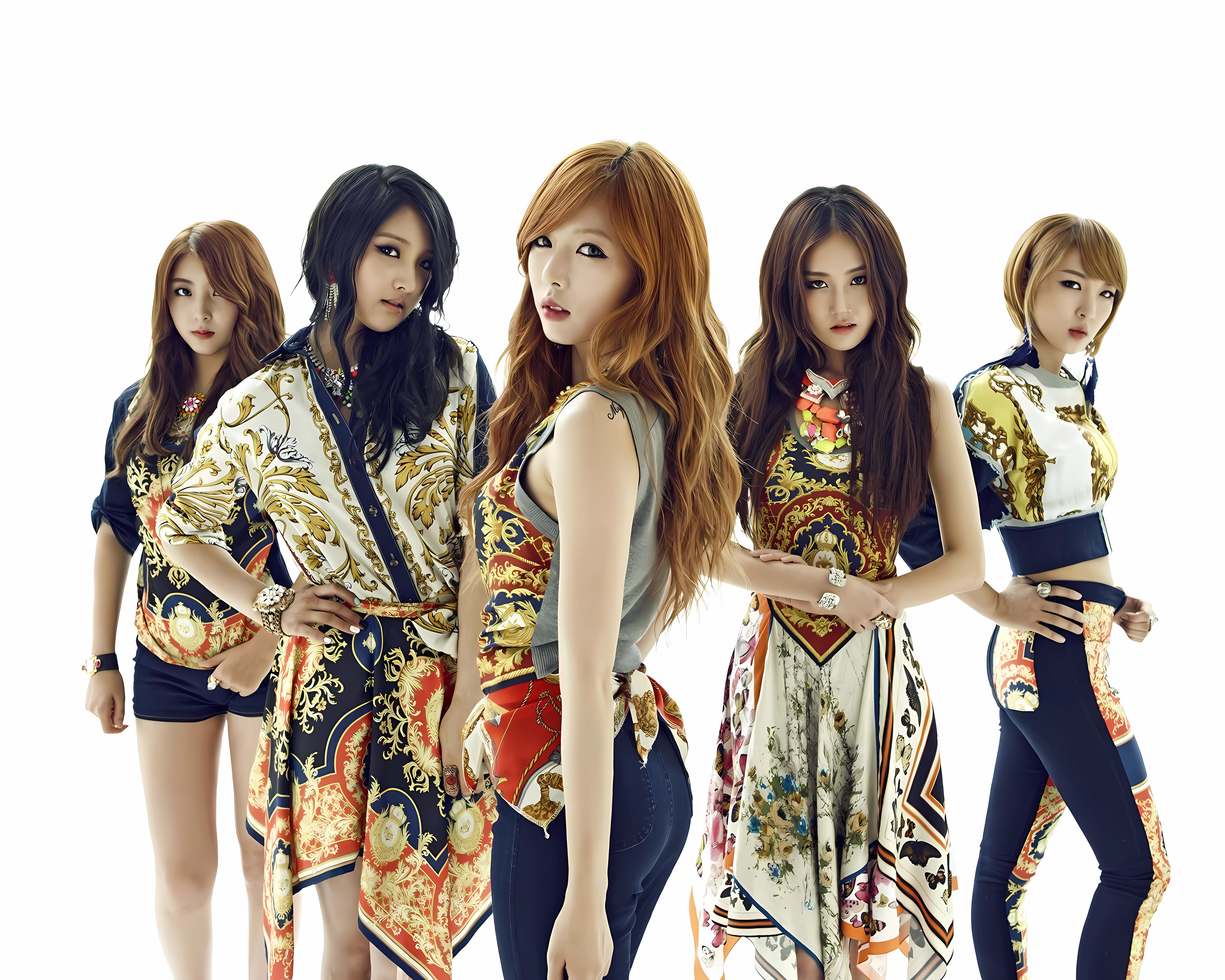 K Pop 4Minute Girl Band Hyuna Son Ji Hyun Standing Heo Ga Yoon Long Hair Jeon Ji Yoon Parted Lips Kw 5000x4000