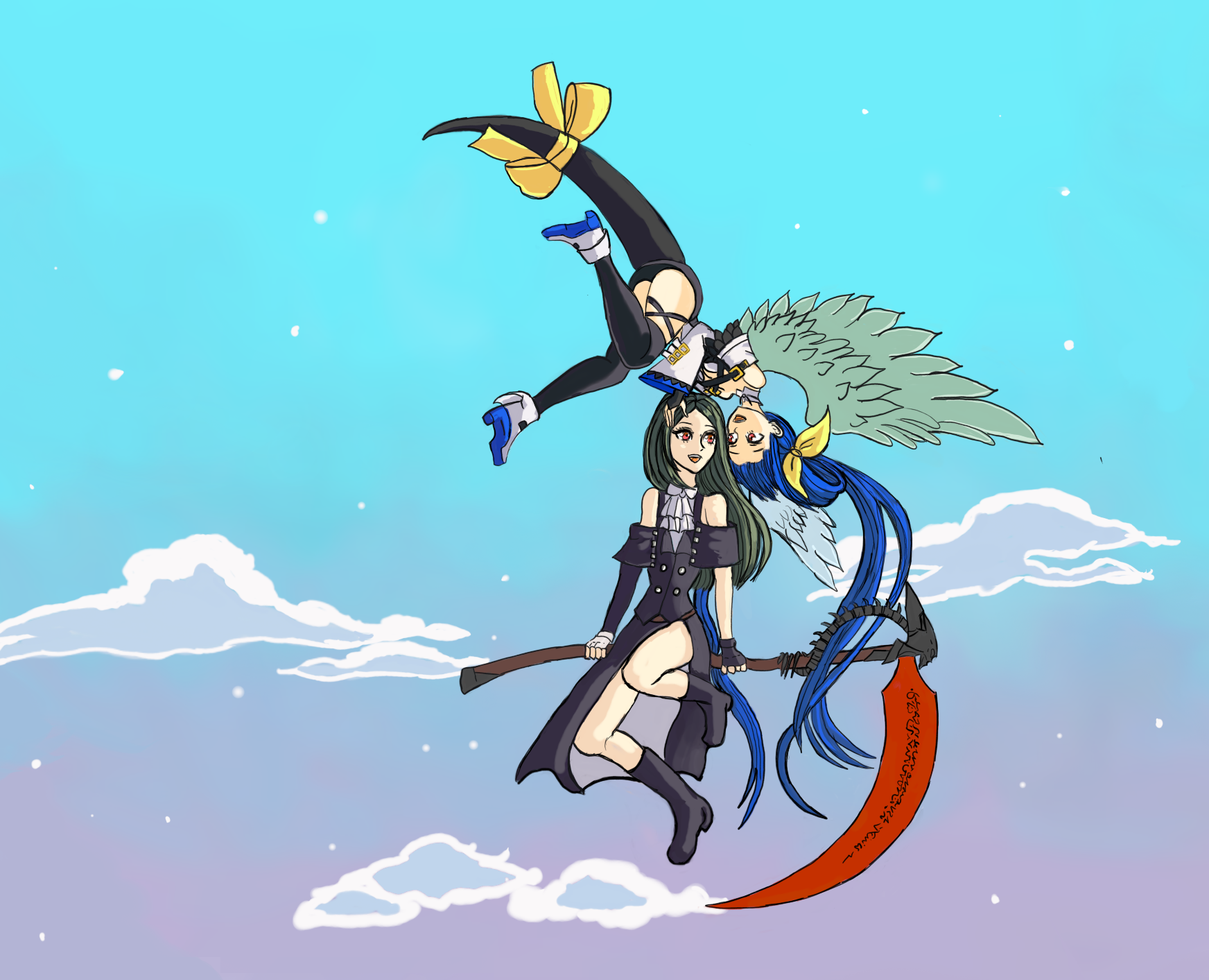 Anime Couple Anime Girl With Wings Anime Girls Testament X Dizzy Dizzy Guilty Gear Testament Guilty  1744x1413