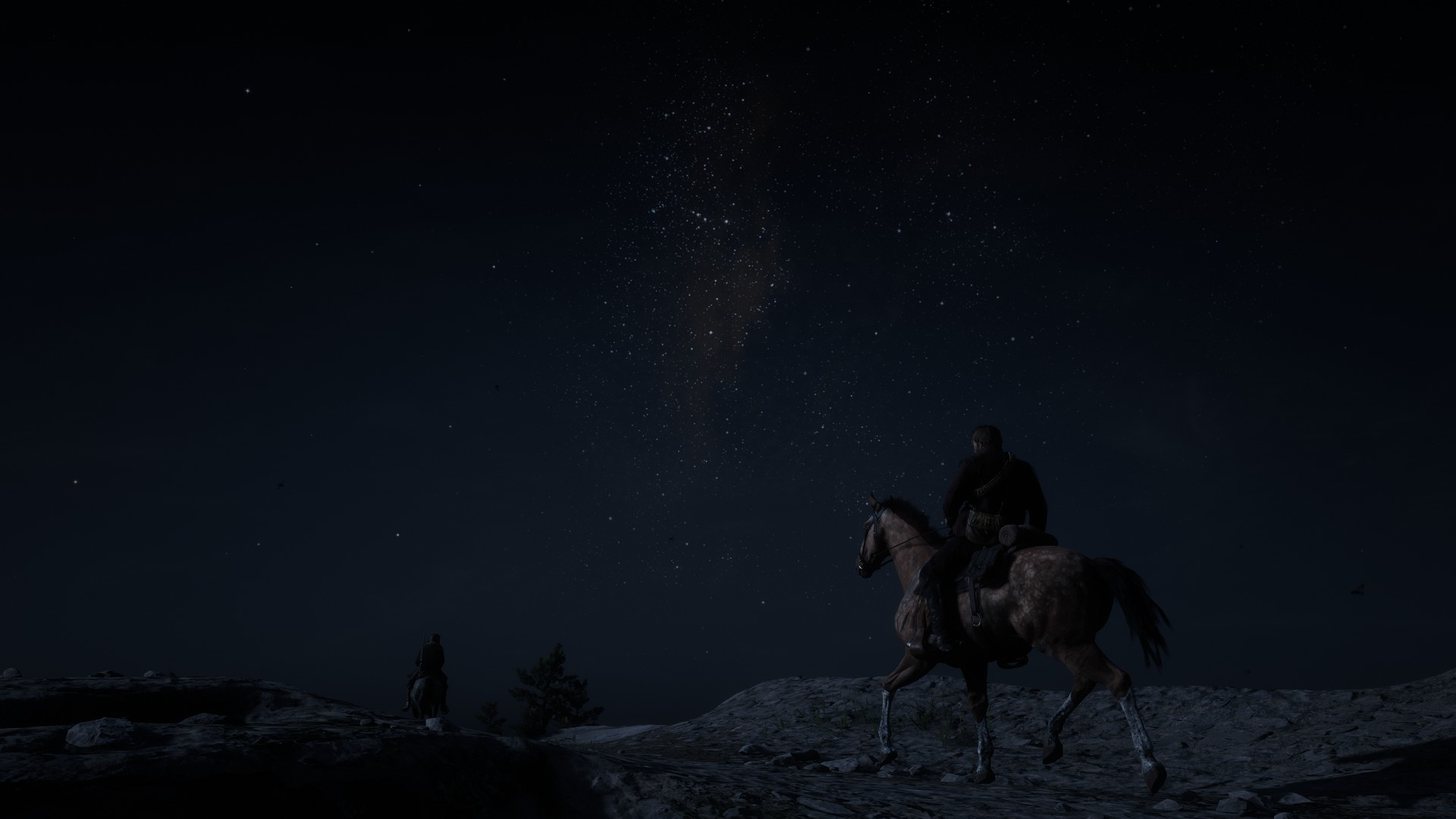 Red Dead Redemption 2 Arthur Morgan Starry Night Video Game Characters Digital Art Low Light Video G 1920x1080