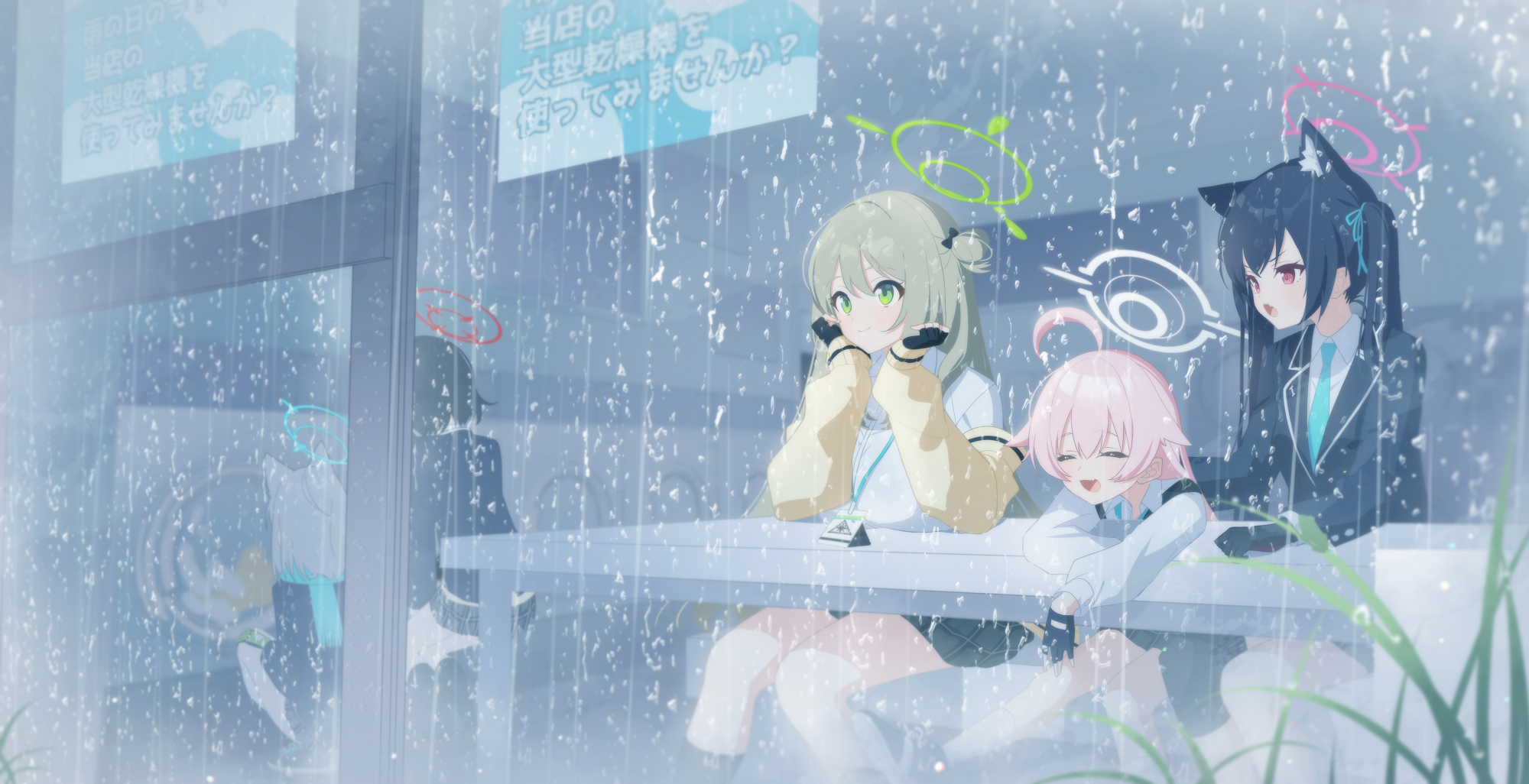 Anime Anime Girls Blue Archive Rain 2000x1026