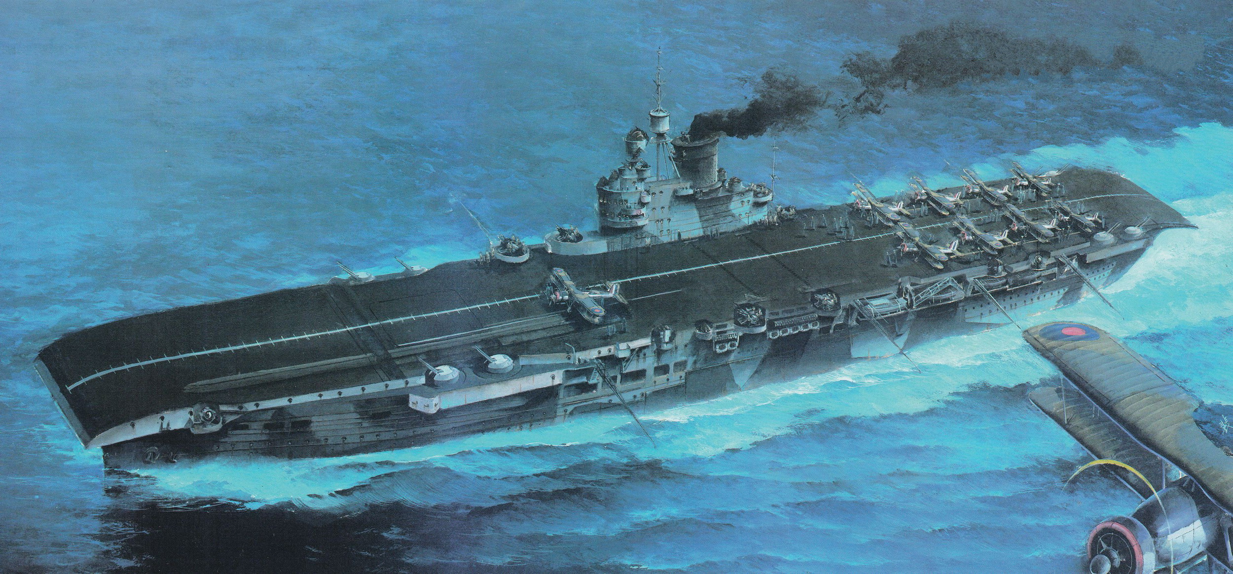 Aircraft Carrier Warcraft Sea Smoke Military 2500x1164
