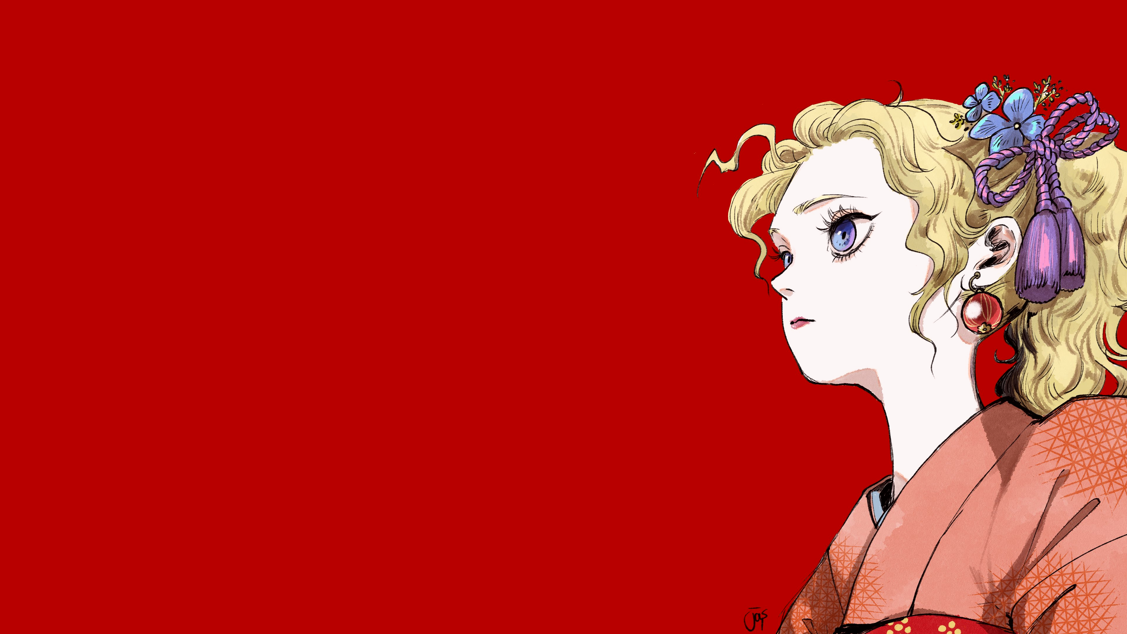 Final Fantasy Final Fantasy Vi Terra Branford Alternate Costume Kimono Red Background Simple Backgro 3840x2160