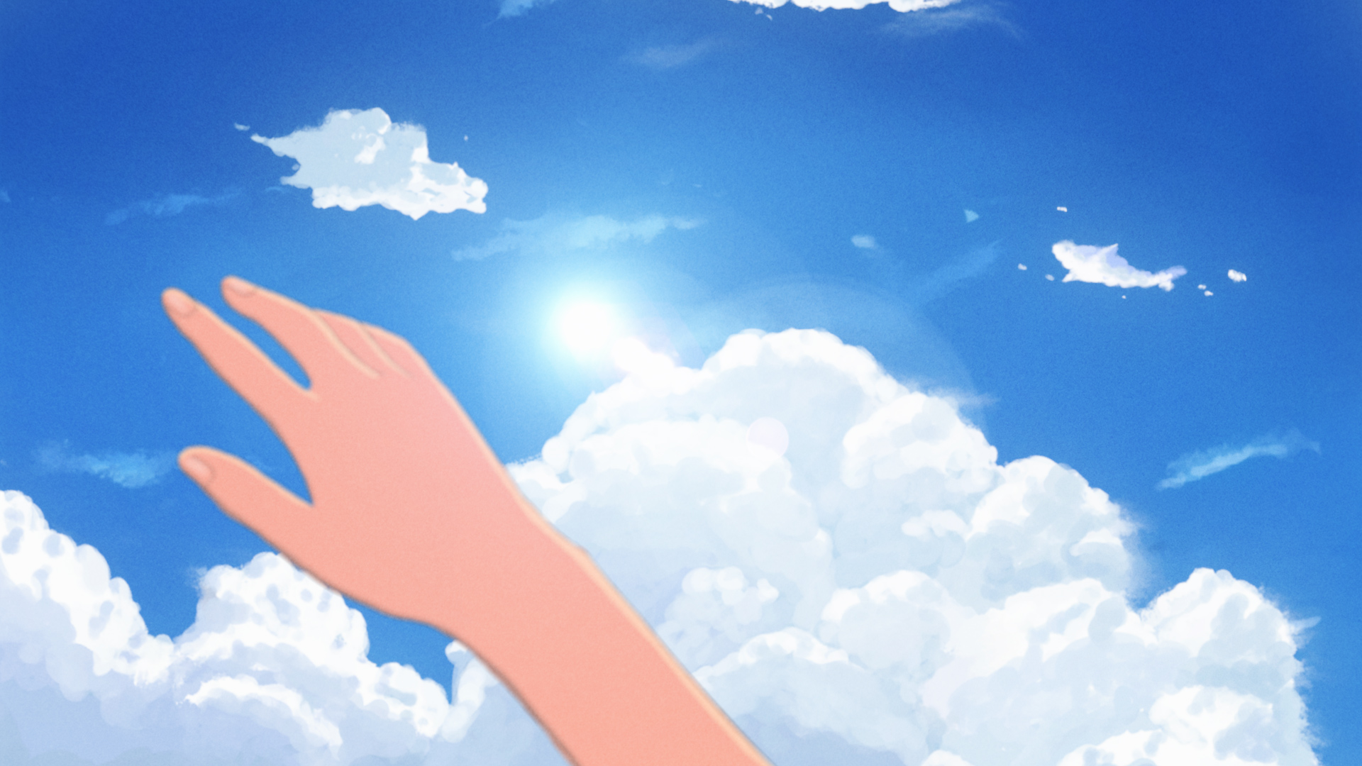 Sky Digital Art Nature Clouds Anime Hands 1920x1080