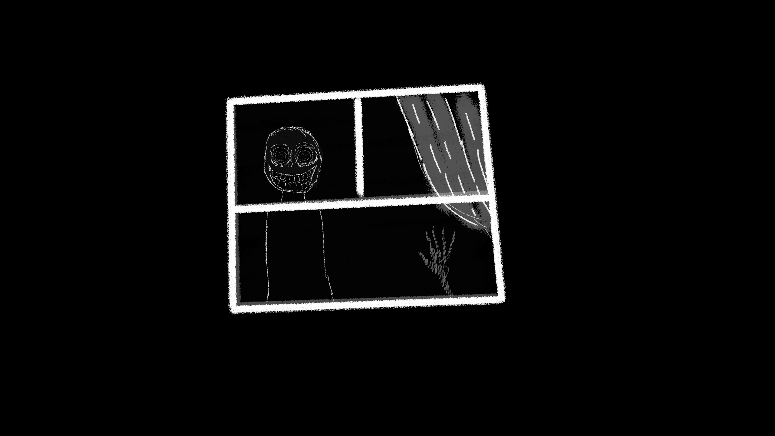 Dark White Window Black Horror Smiley 2560x1440