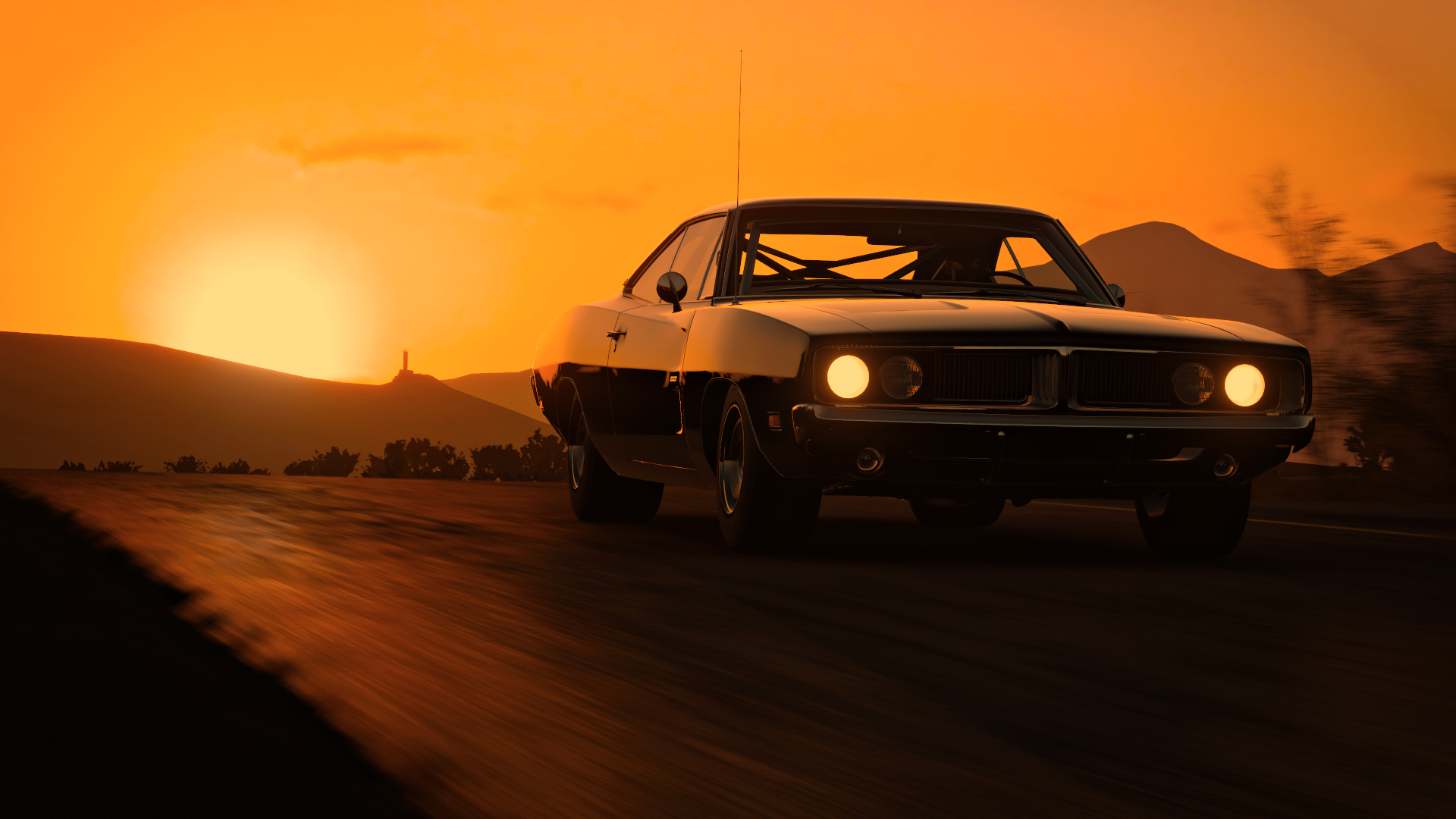 Video Games Forza Forza Horizon 5 Orange Dark Sun Black Road Car Dodge Charger 1920x1080