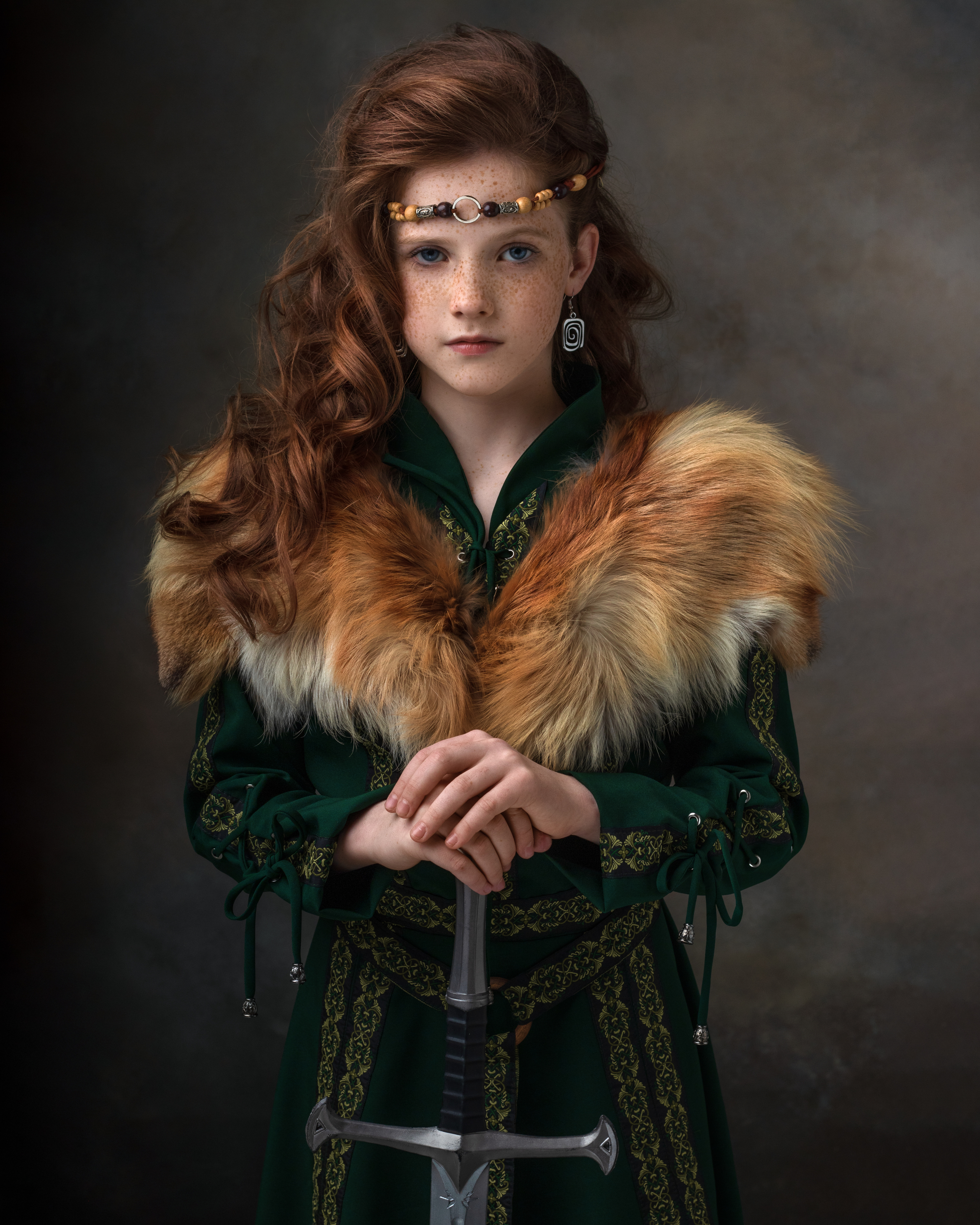 Anastasia Kartushina Women Freckles Sword Fur Cosplay Children 2800x3500