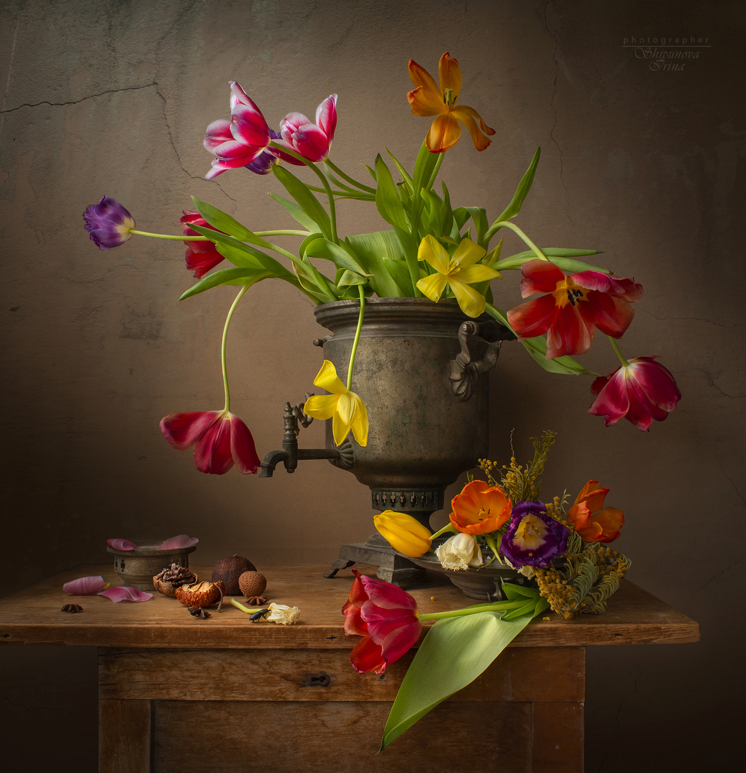 Irina Shipunova Still Life Flowers Petals Vases Colorful 1500x1554