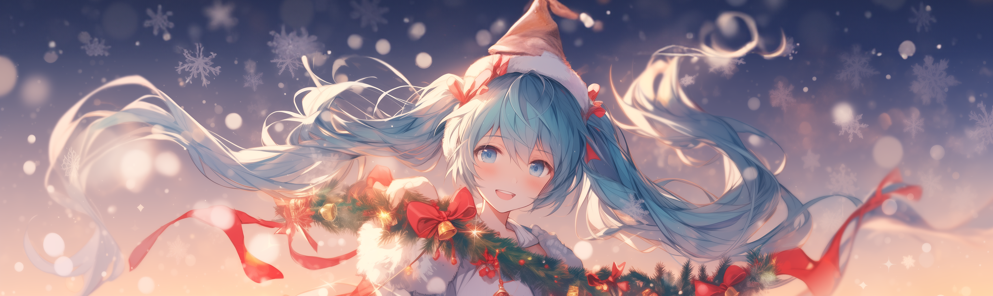 Hatsune Miku Christmas Bells 3440x1026