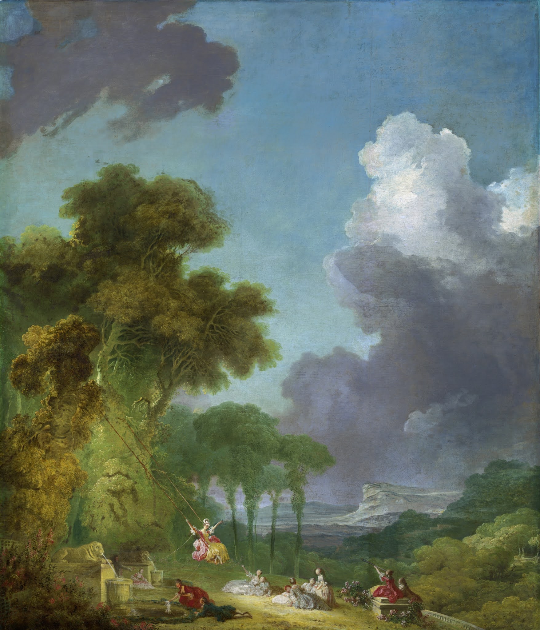 Classic Art Painting Jean Honore Fragonard Landscape Swings Trees 1756x2048