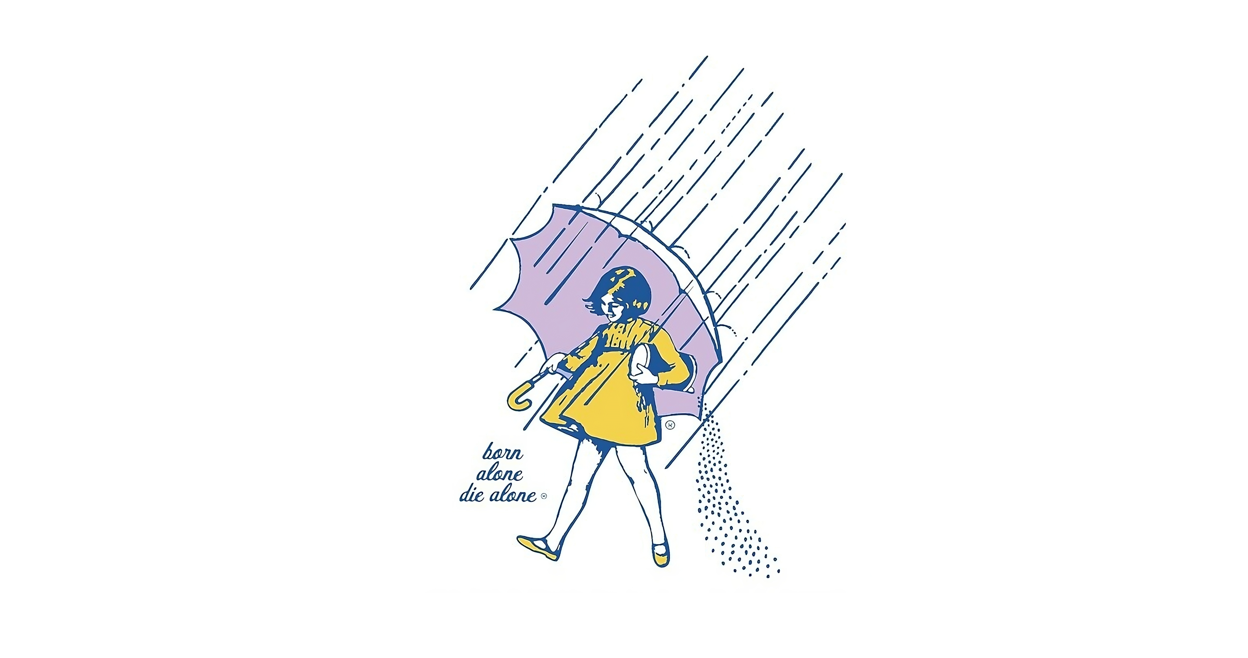 Rain White Background Minimalism Umbrella Yellow Dress Digital Art 4096x2160