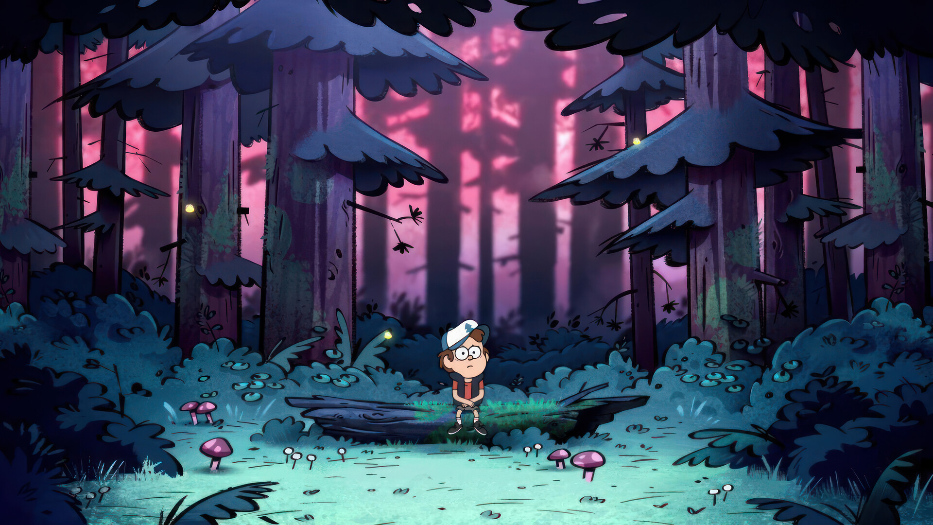 Gravity Falls Dipper Pines Cartoon Disney Forest Mushroom 1920x1080