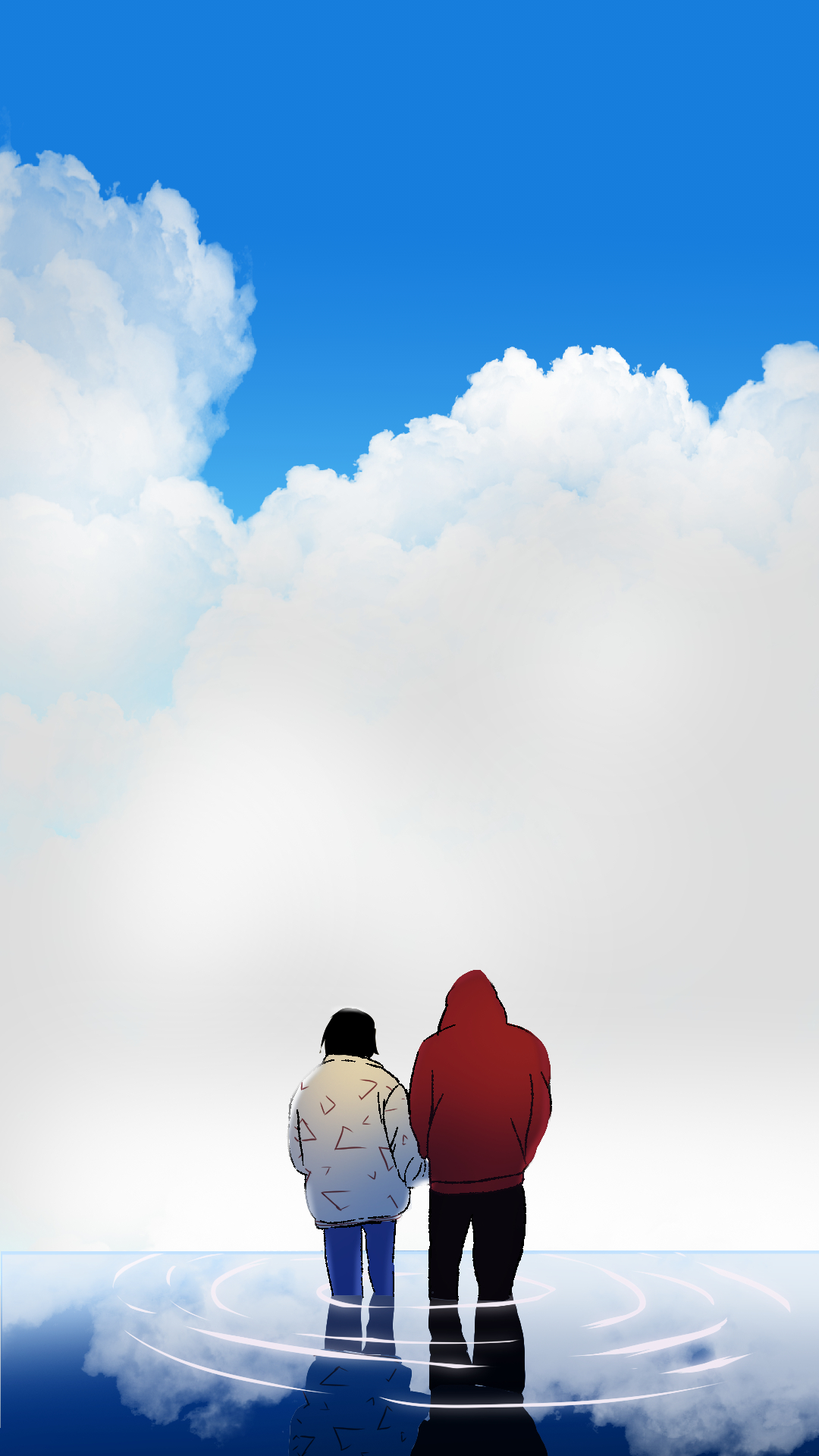 Akushu Illustration Anime Girls Original Characters Sky Portrait Display Drawing 1080x1920