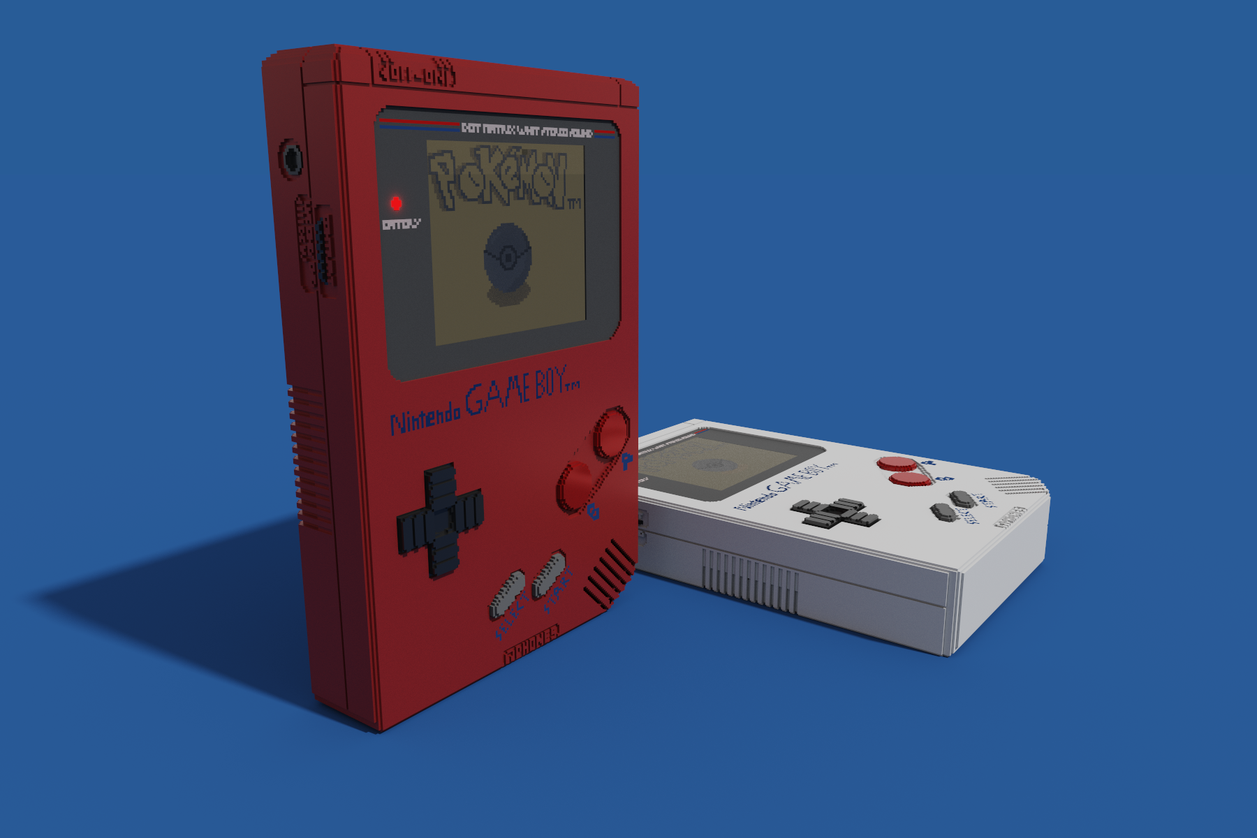 GameBoy Pokemon Consoles MagicaVoxel Voxels Retro Computers Poke Ball Nintendo Game Boy Simple Backg 1800x1200