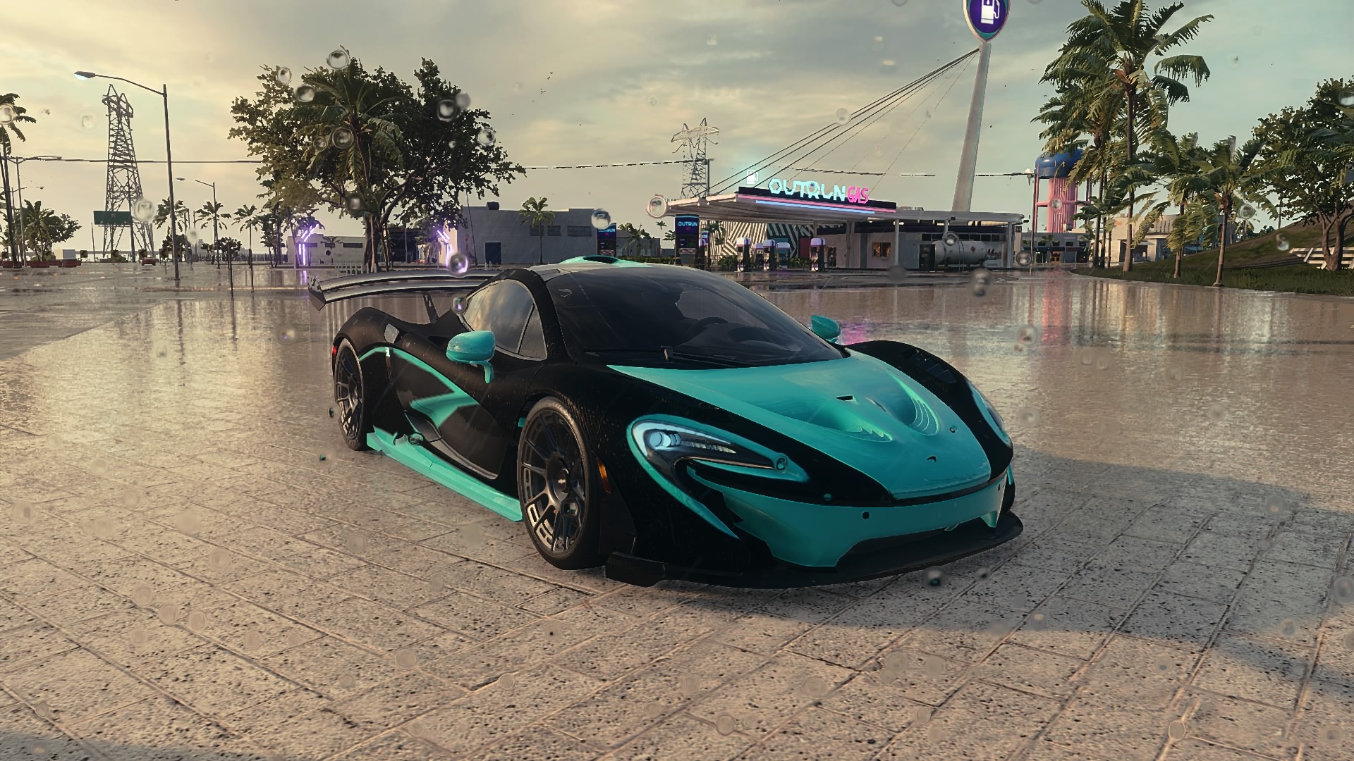 Car Need For Speed Heat Light Blue McLaren P1 Gas Station PlayStation 4 1920x1080