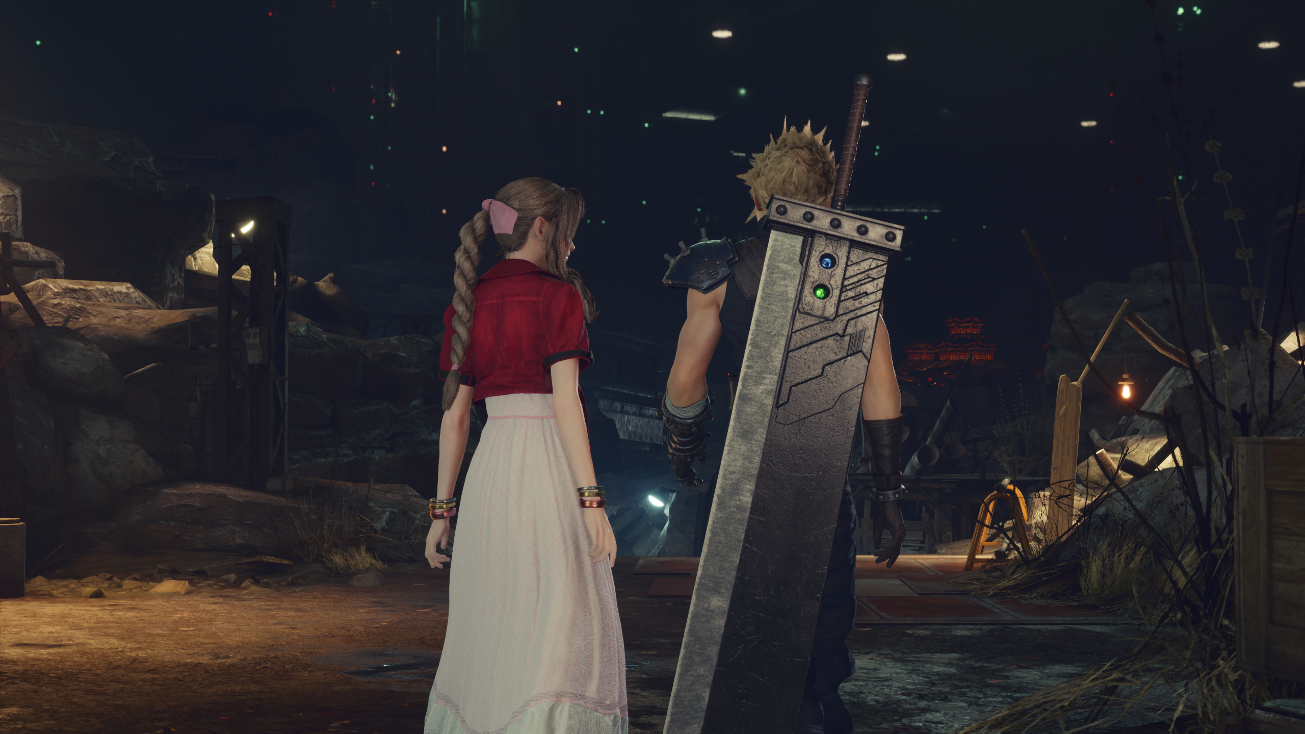 Final Fantasy Vii Aerith Gainsborough Cloud Strife Amativeness Walking Final Fantasy Vii Remake 2560x1440