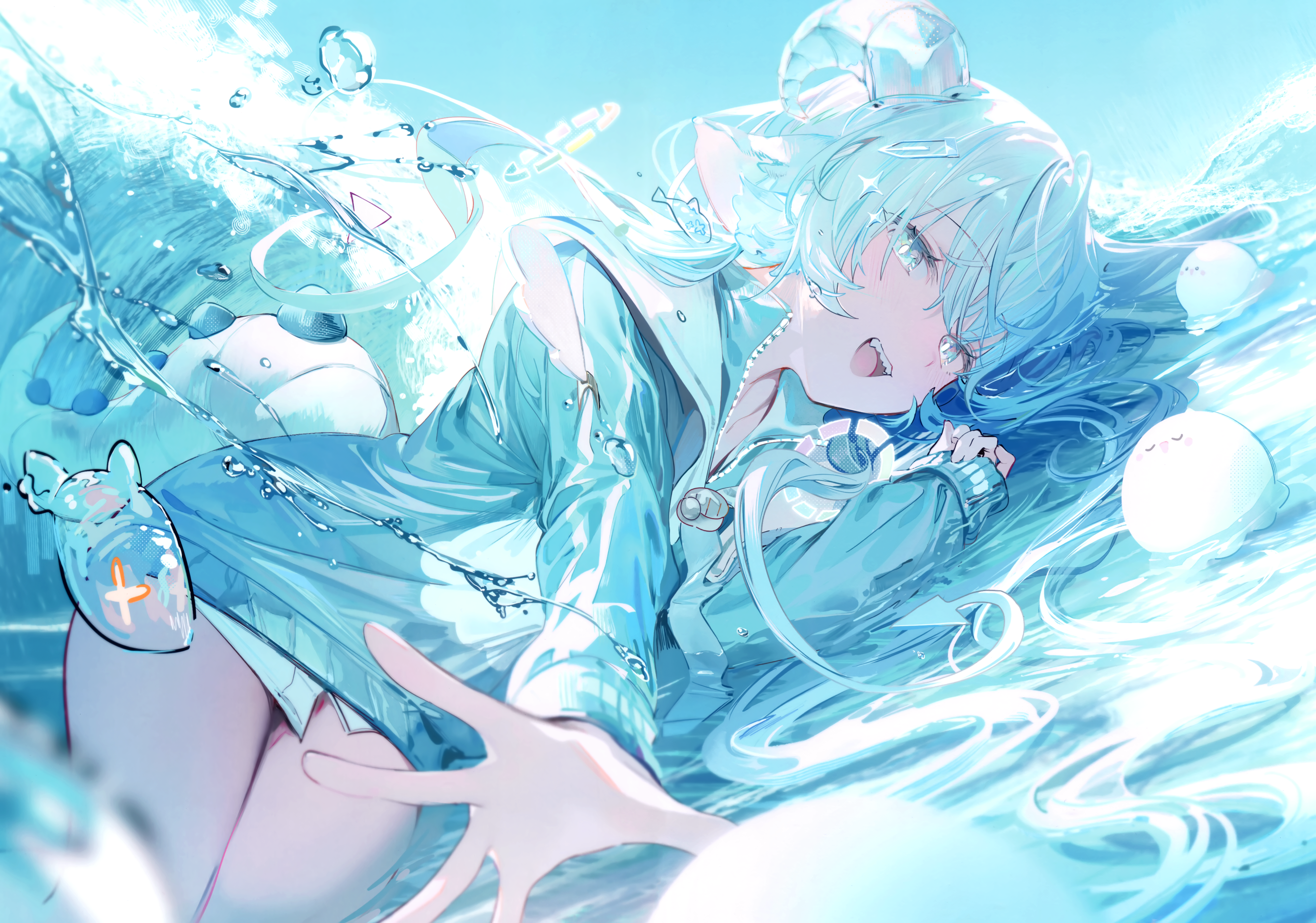 Anime Anime Girls Blushing Water Drops 4910x3442