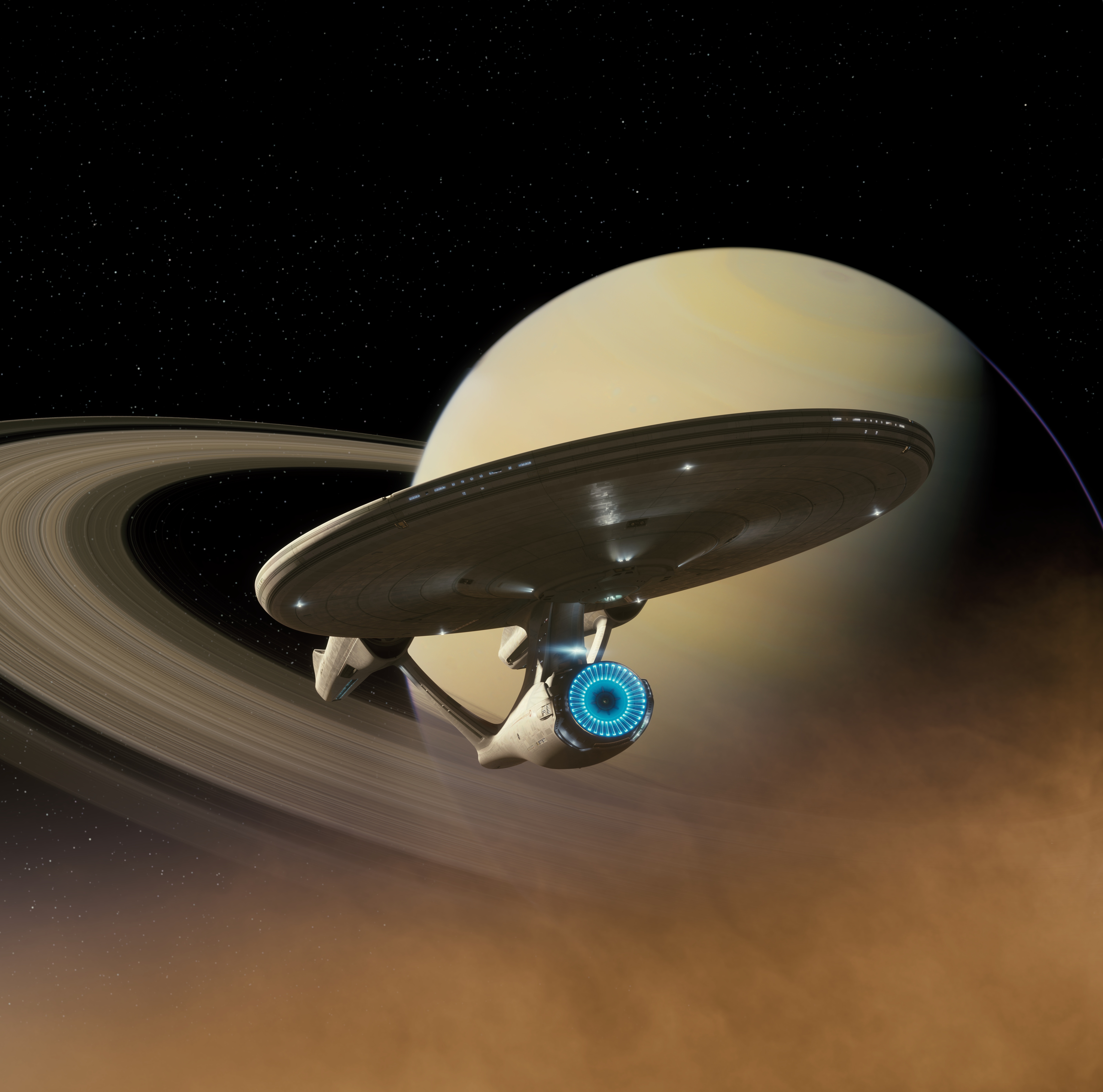 Star Trek Spaceship Science Fiction USS Enterprise Spaceship Star Trek Ships Digital Art Planet Plan 6412x6347