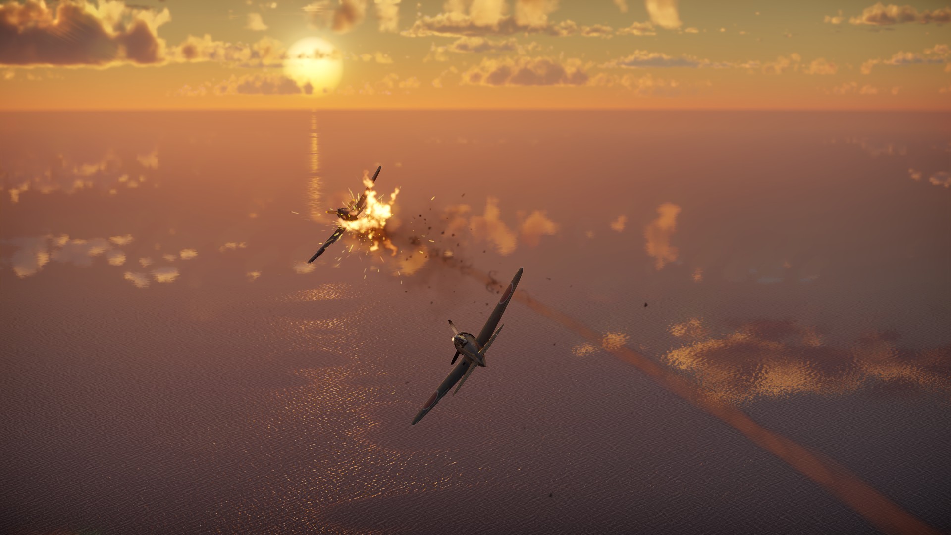 Airplane Military Aircraft War Military Aircraft War Thunder Dawn Dogfight Mitsubishi A6M Zero Grumm 1920x1080