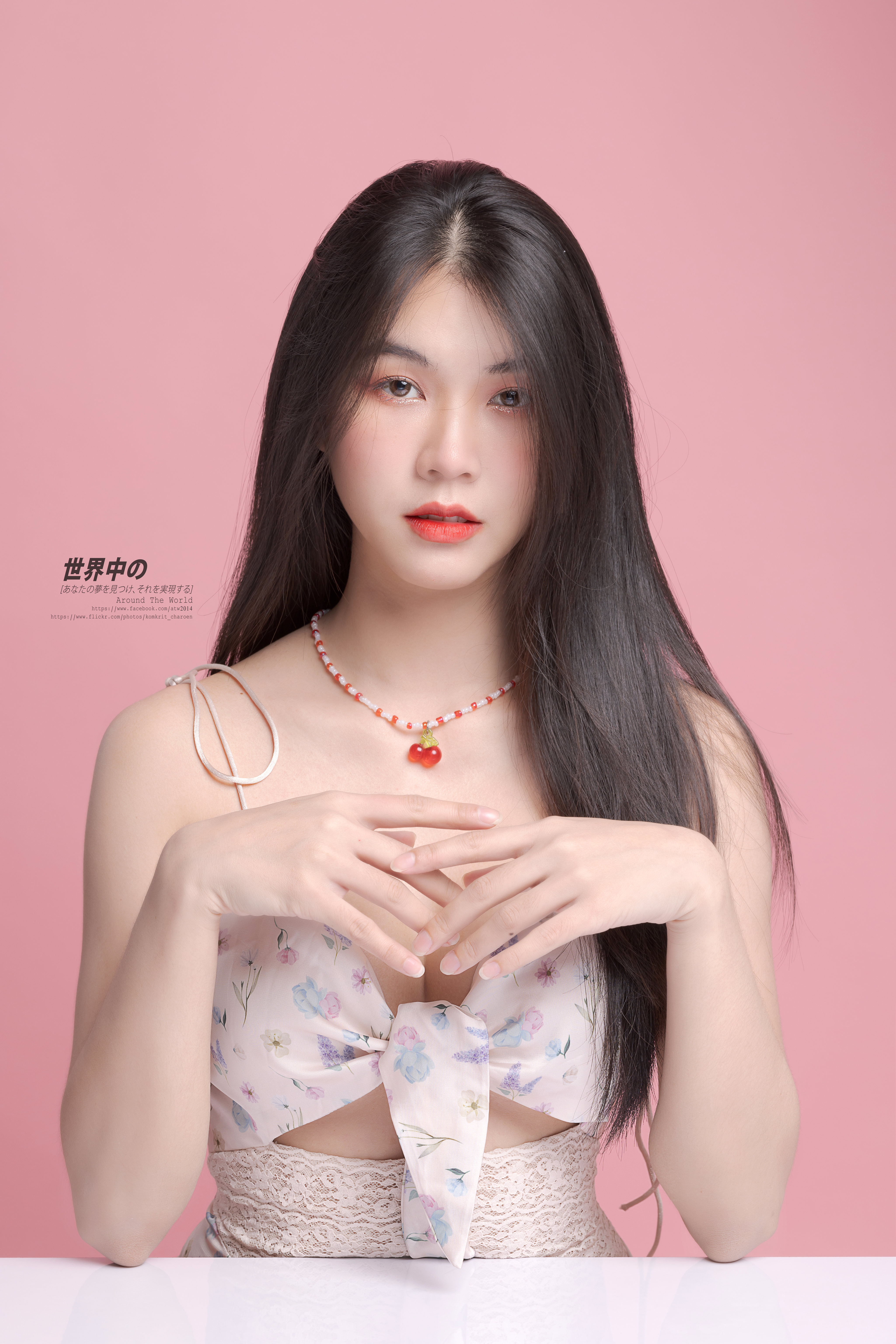Komkrit Charoen Women Asian Looking At Viewer Necklace Makeup 4098x6144