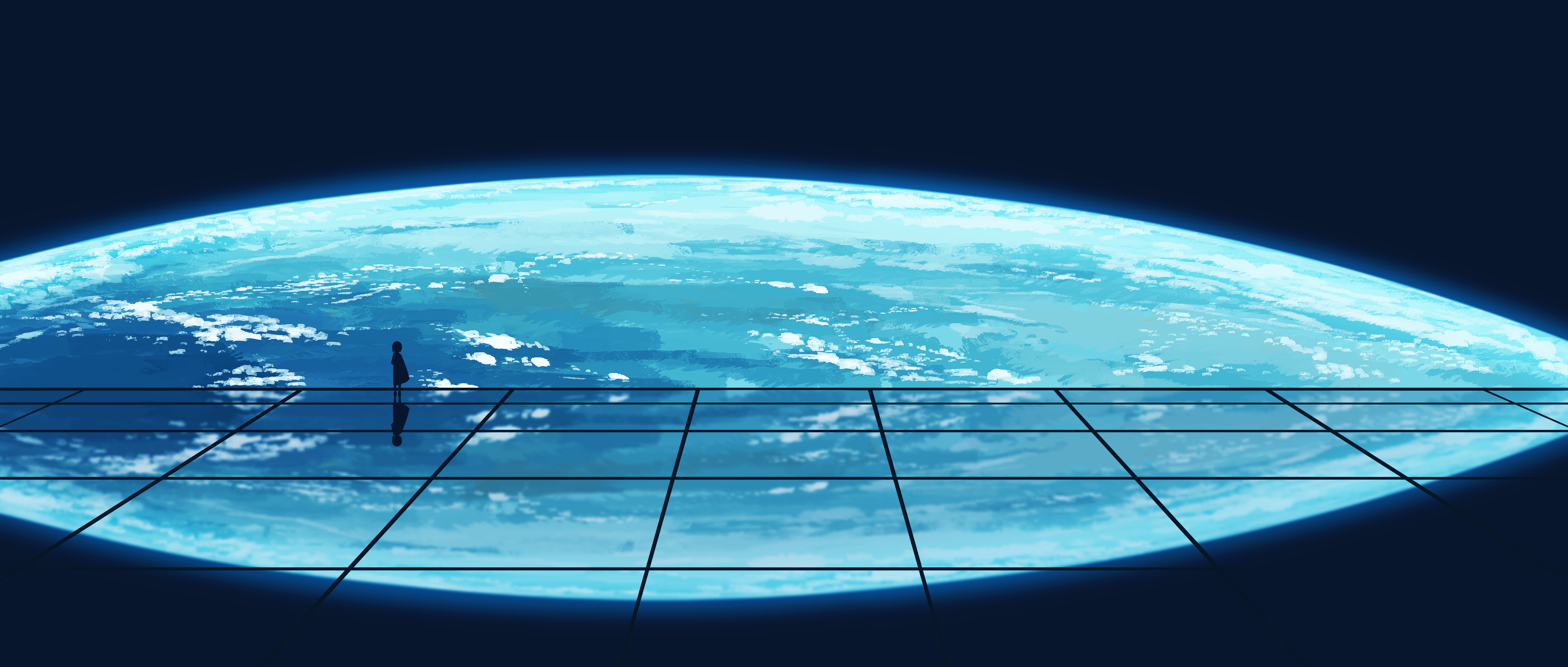 Gracile Digital Art Artwork Illustration Planet Earth Reflection Minimalism Space 5640x2400