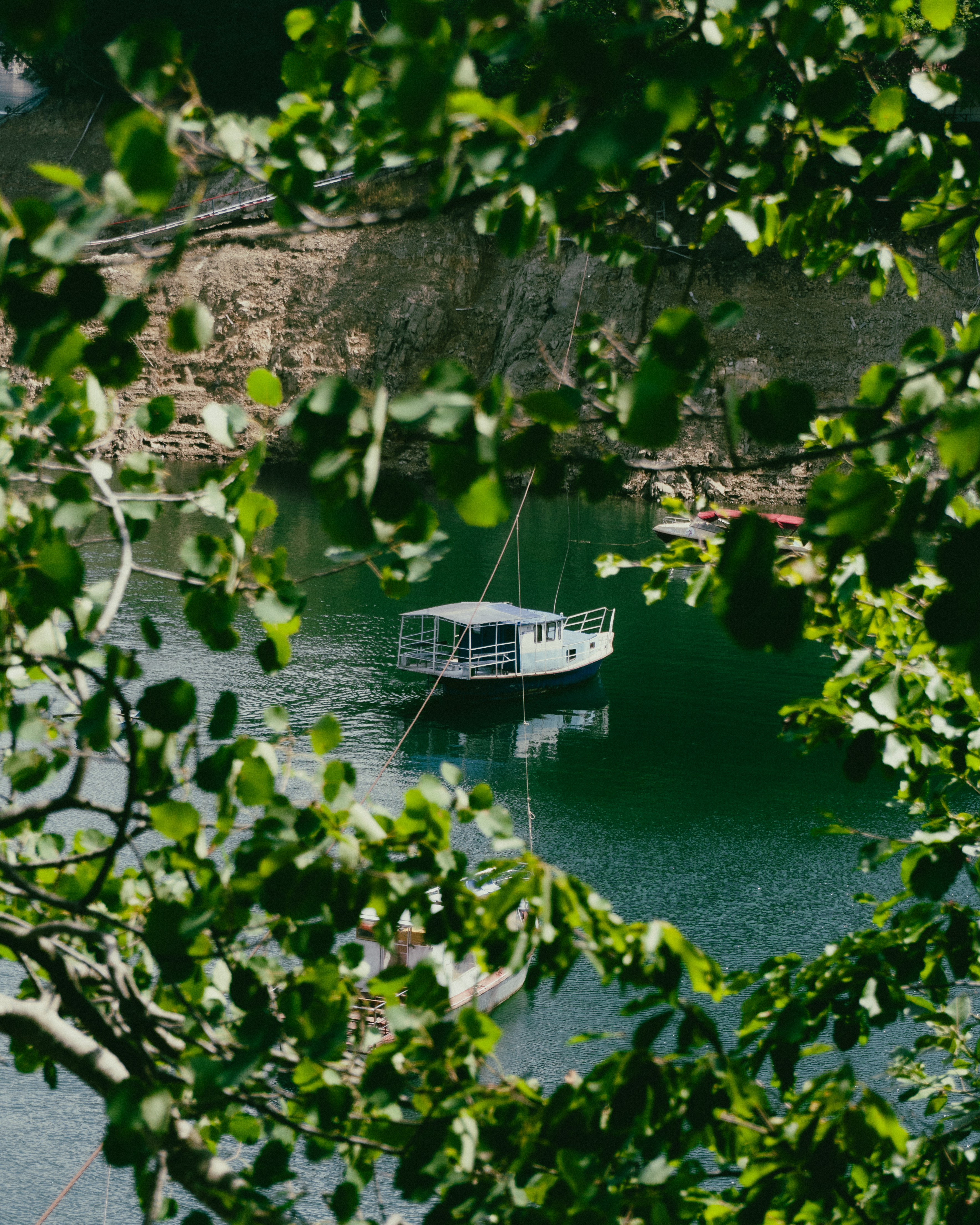 Boat Lake Trees Nature Rocks Cliff 3538x4422