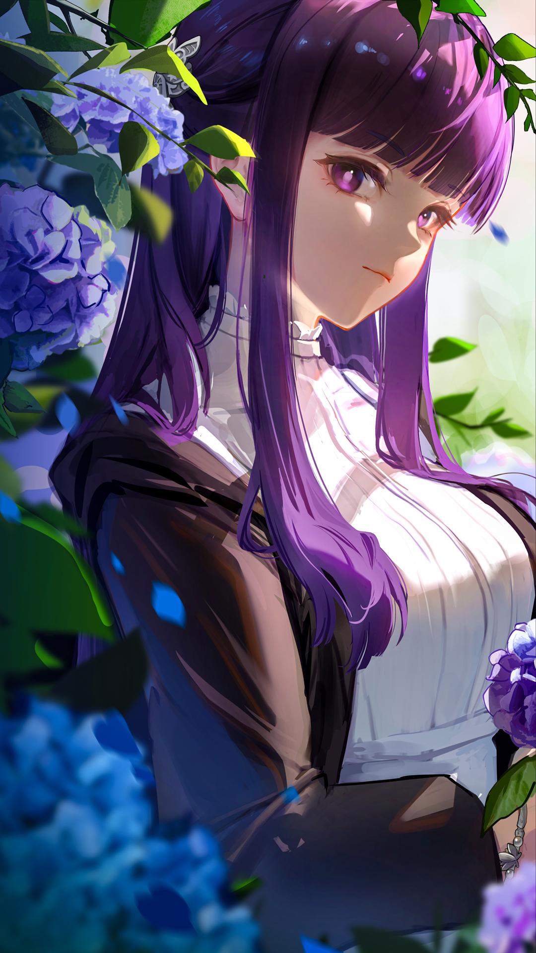 Sousou No Frieren Flowers Portrait Display Anime Girls Fern Sousou No Frieren Purple Hair Purple Eye 1080x1920