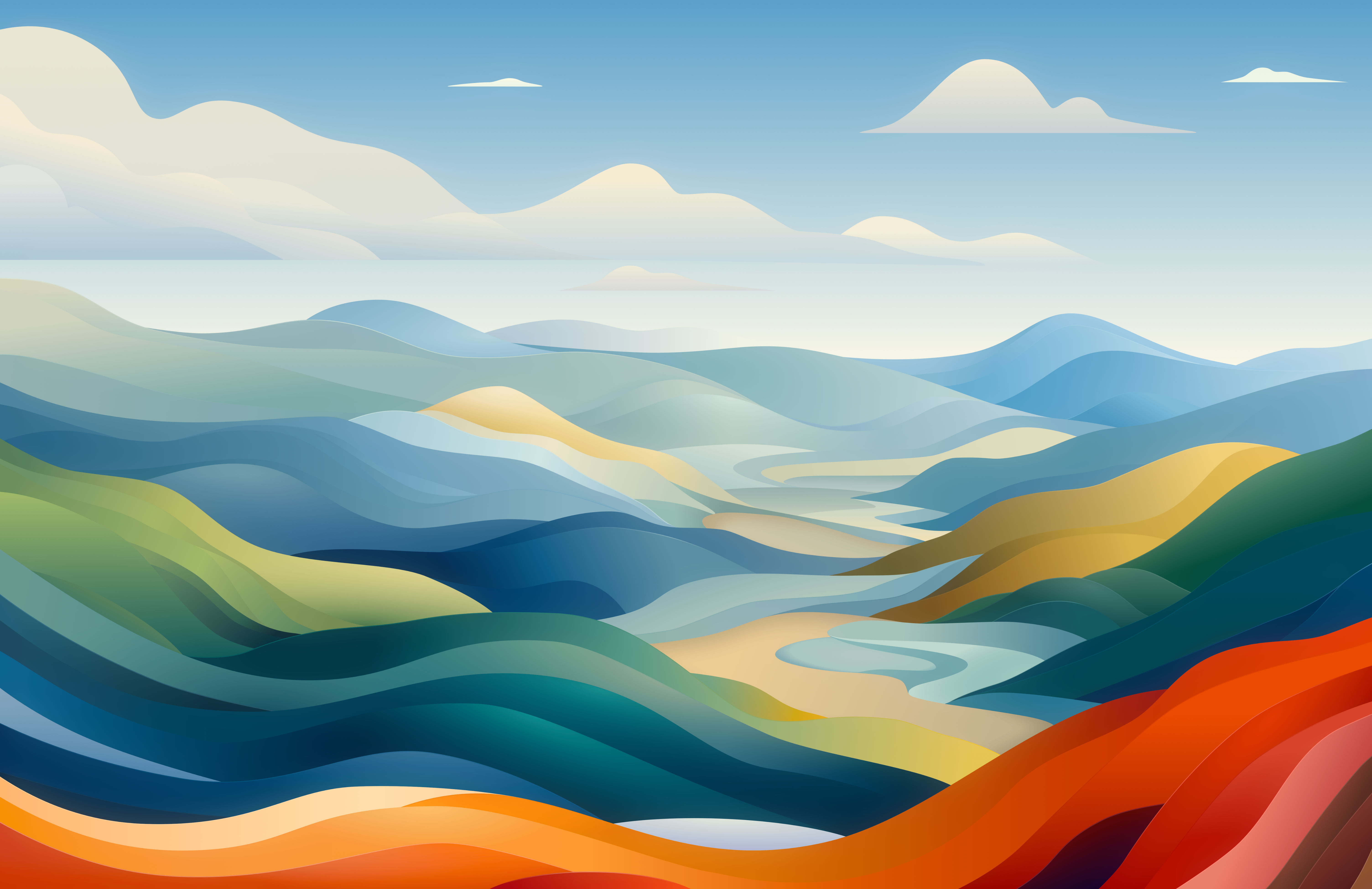 Waves Mountains Sky Clouds 6016x3900