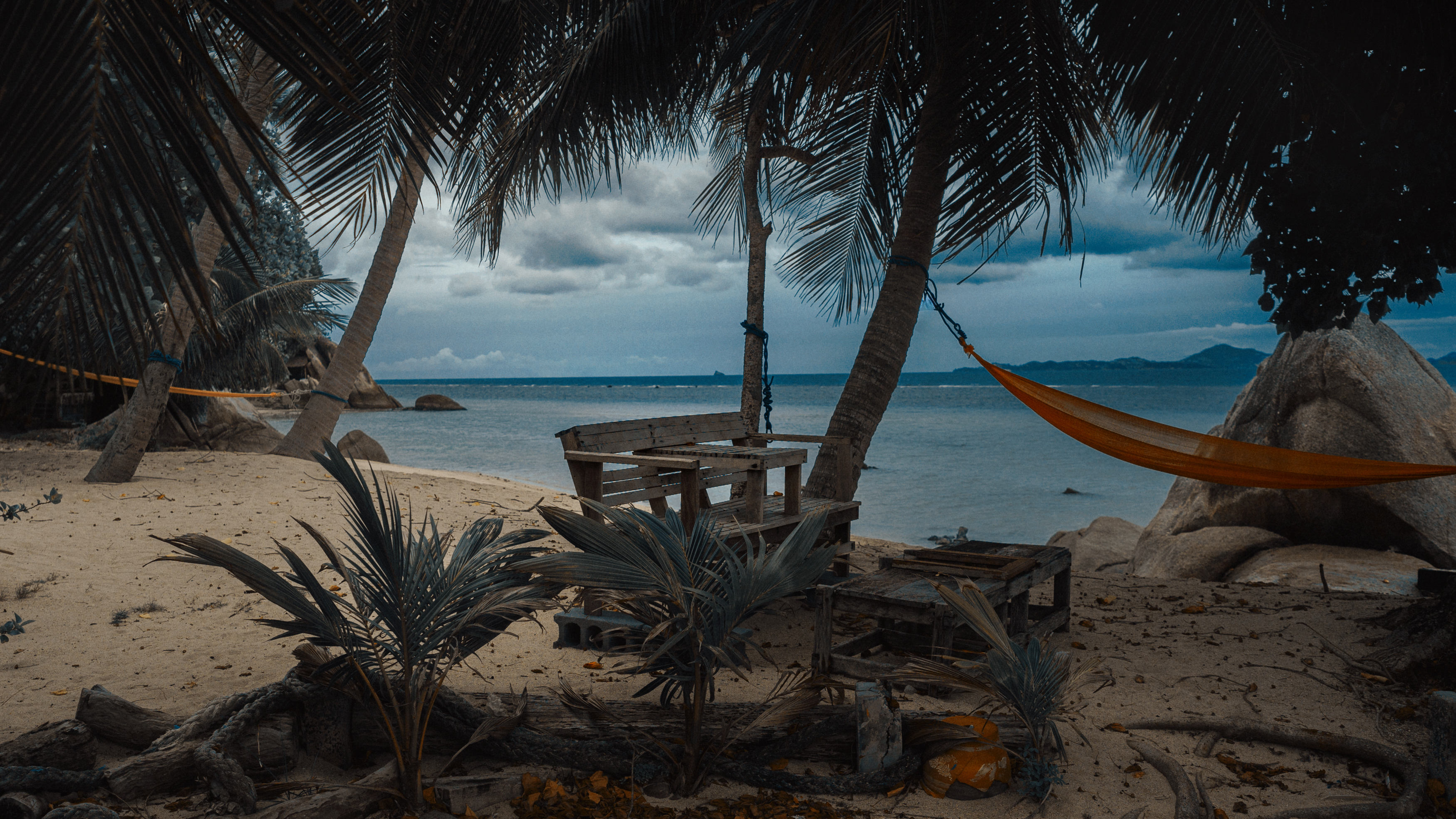 Aleksey Gurylev Landscape Bench Beach Hammocks Horizon 3500x1968