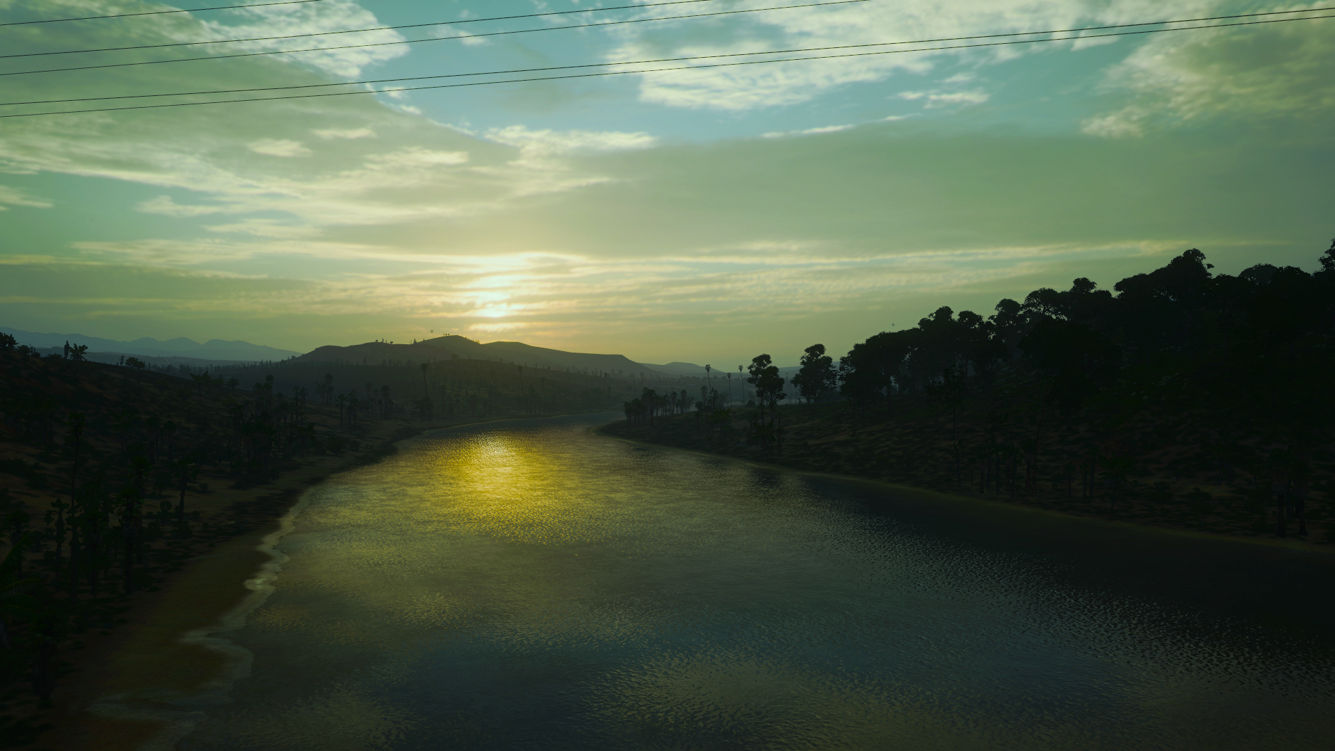 Video Games Forza Forza Horizon 5 Sky Clouds Sun Trees Lake Dark Green 1920x1080