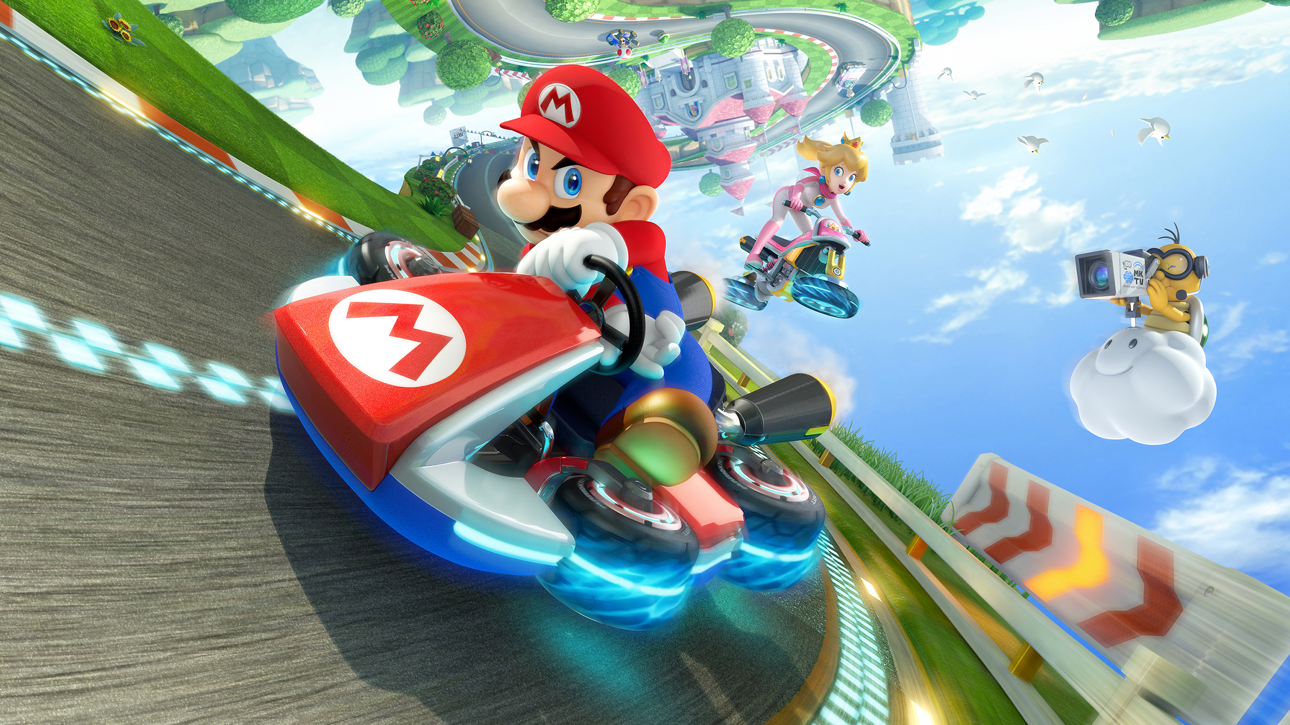 Mario Bros Mario Kart Princess Peach Race Tracks Nintendo Motion Blur Video Games 2560x1440