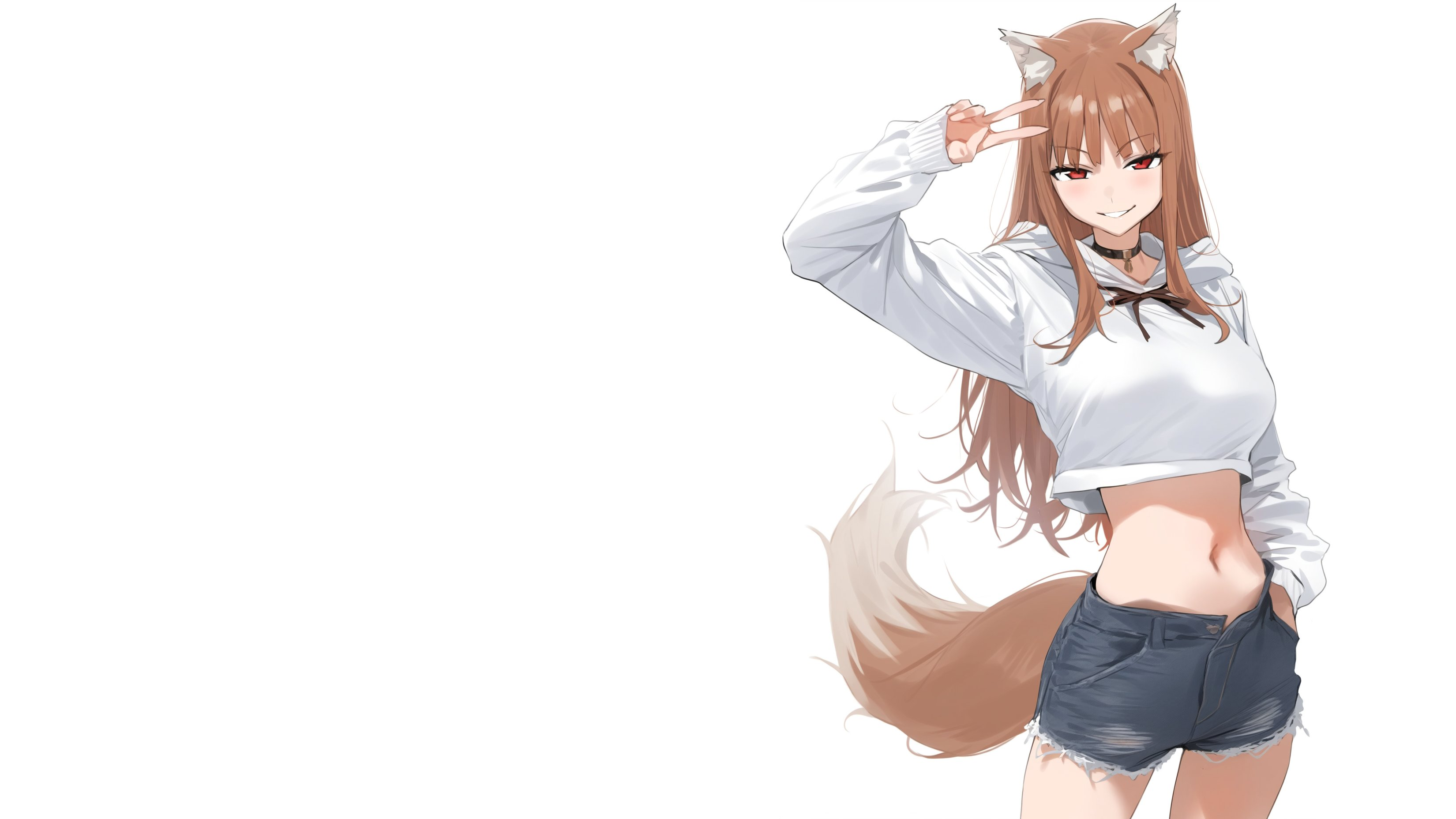 Holo Spice And Wolf Spice And Wolf Shorts Bare Midriff Wolf Girls 3300x1856