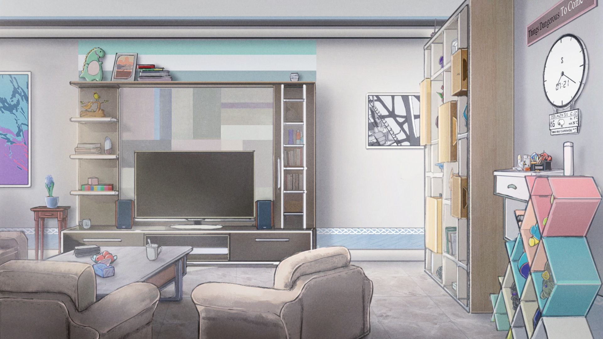 Digital Art Anime Room Living Rooms Indoors House Pendant 1920x1080