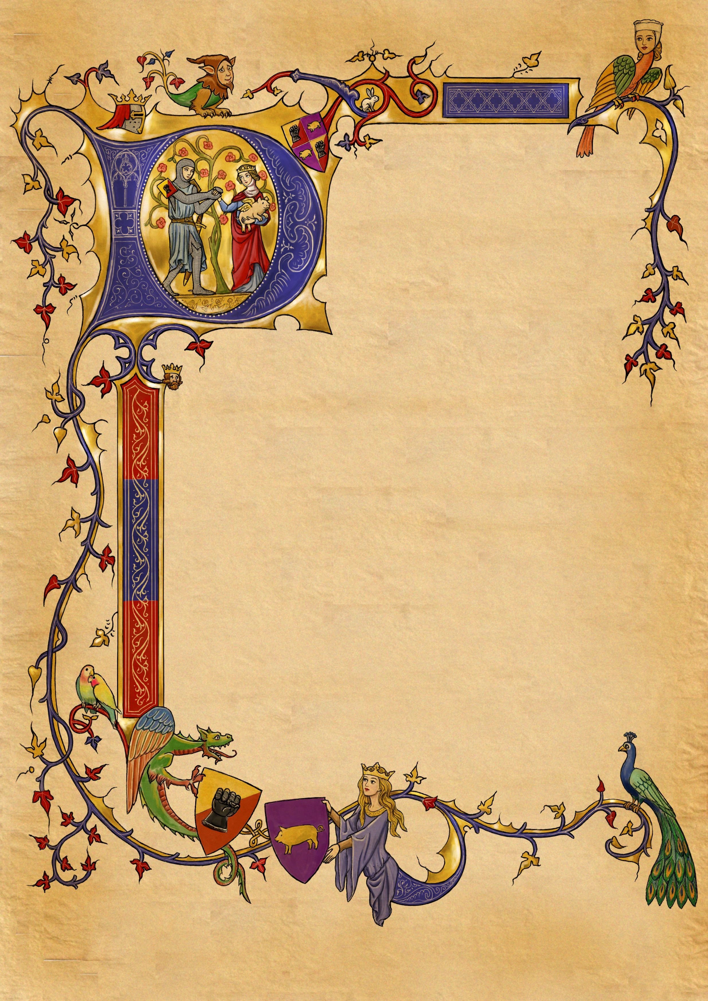 Medieval Manuscript Medieval Manuscript Illuminated Manuscript 2471x3496