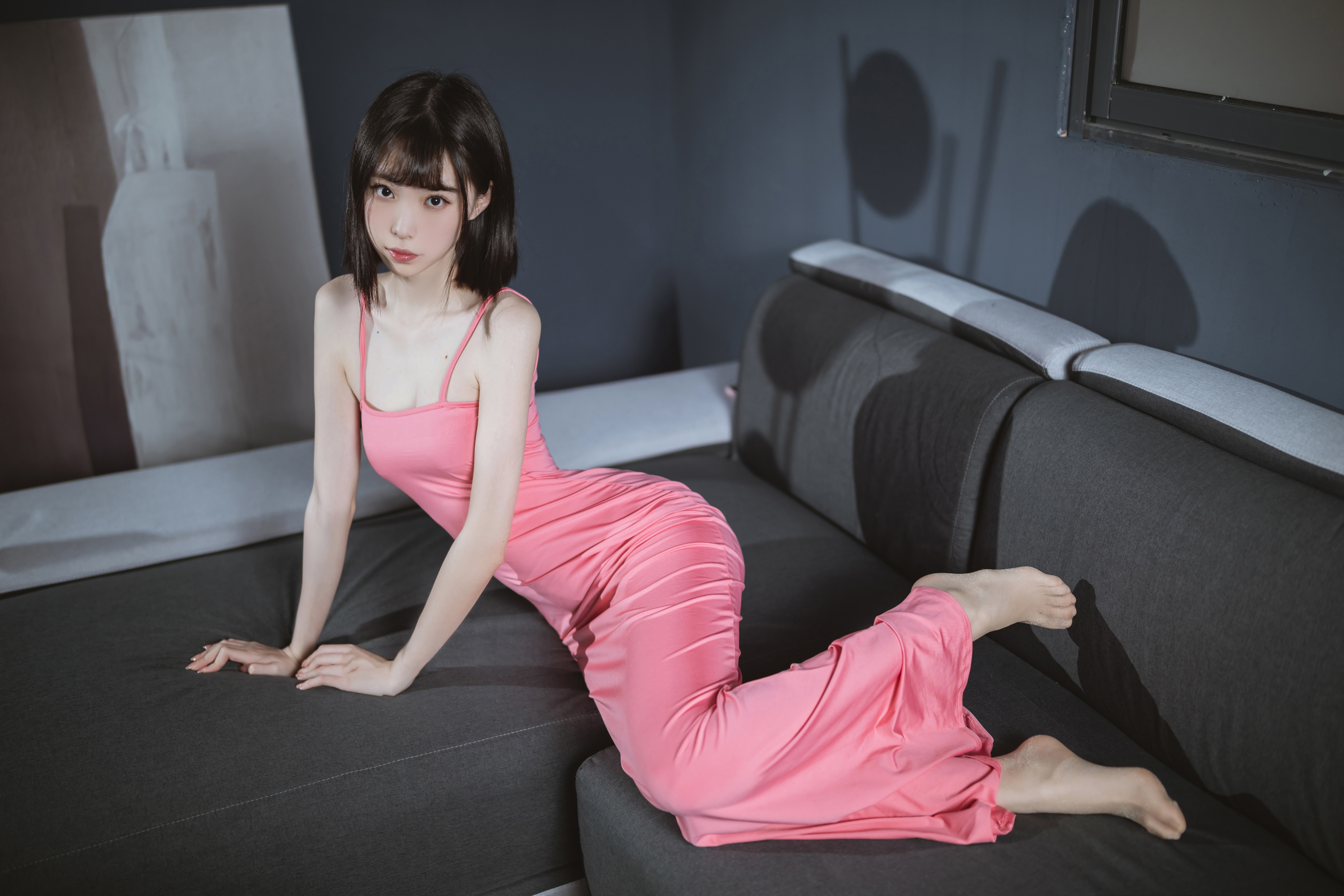Asian Pink Dress Women 6720x4480