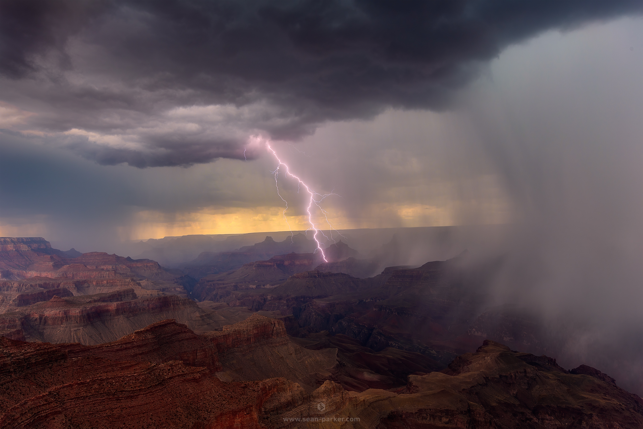 Nature Photography Long Exposure Lightning Sean Parker Landscape Rain Clouds USA Grand Canyon Arizon 2048x1365