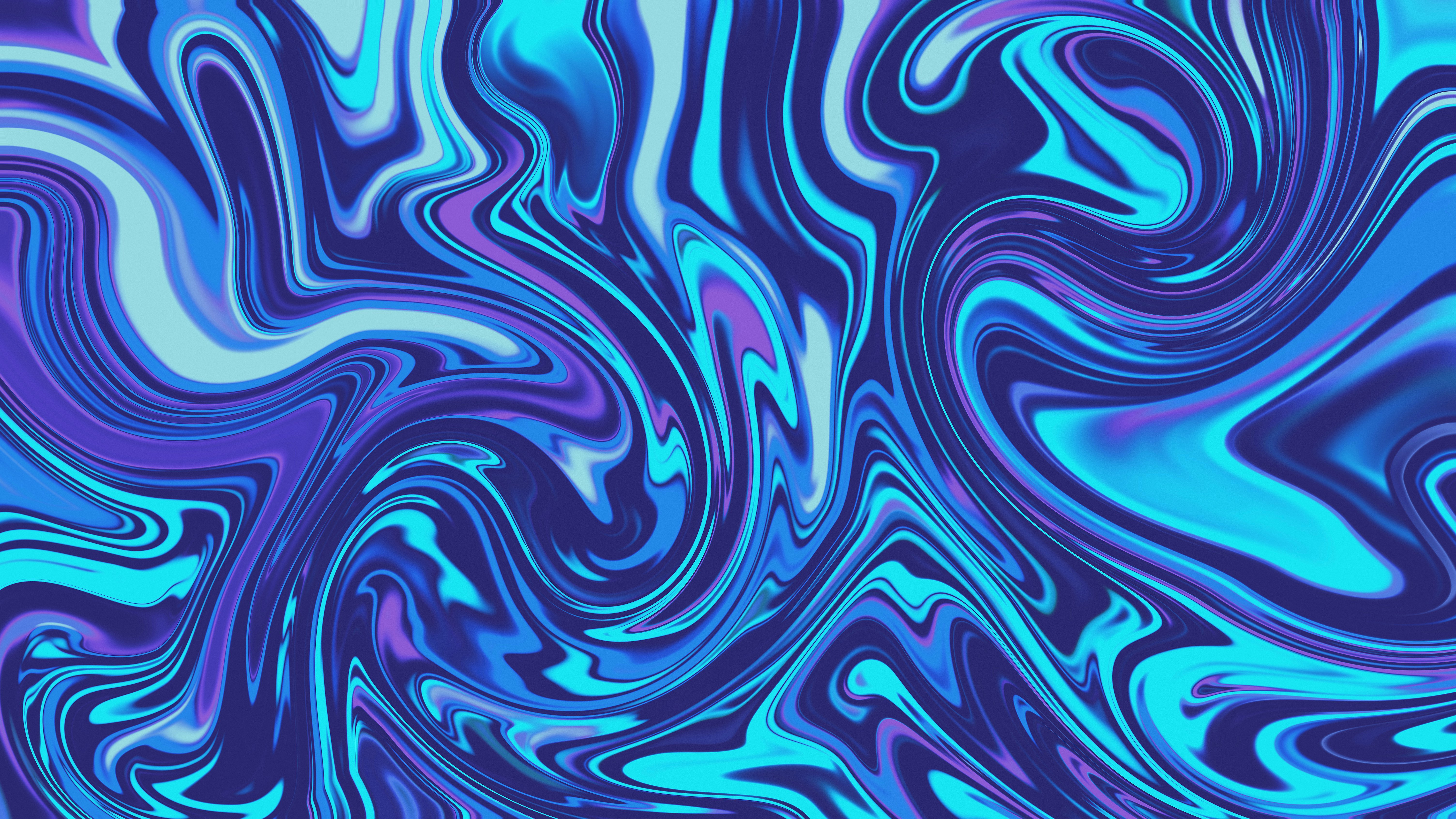 Abstract Swirls Curved Fluid Digital Art Pattern Vibrant Light Blue Blue Blue Background 6016x3384