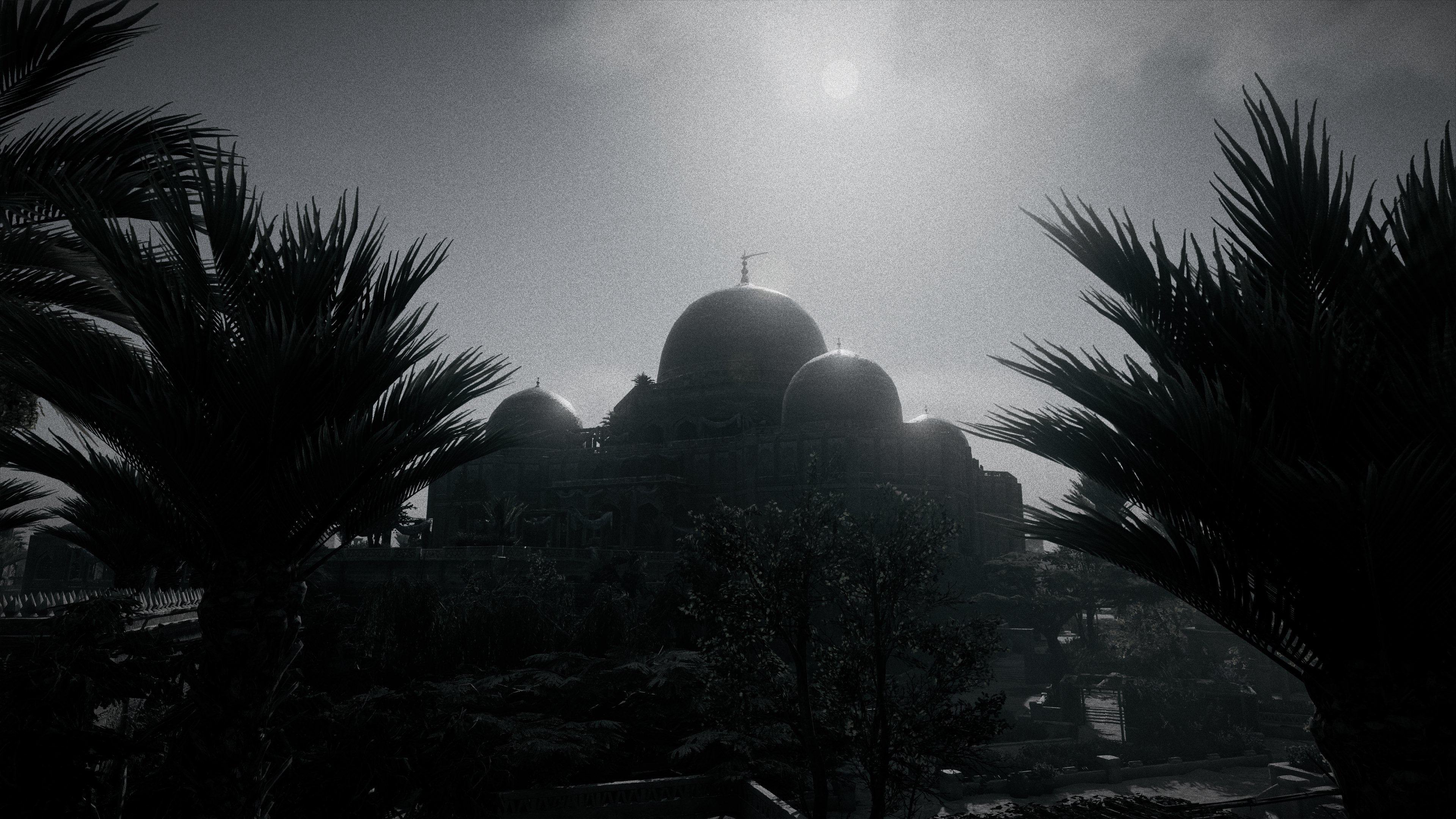 Assassins Creed Assassins Creed Mirage Video Games Monochrome Palm Trees Mosque 3840x2160