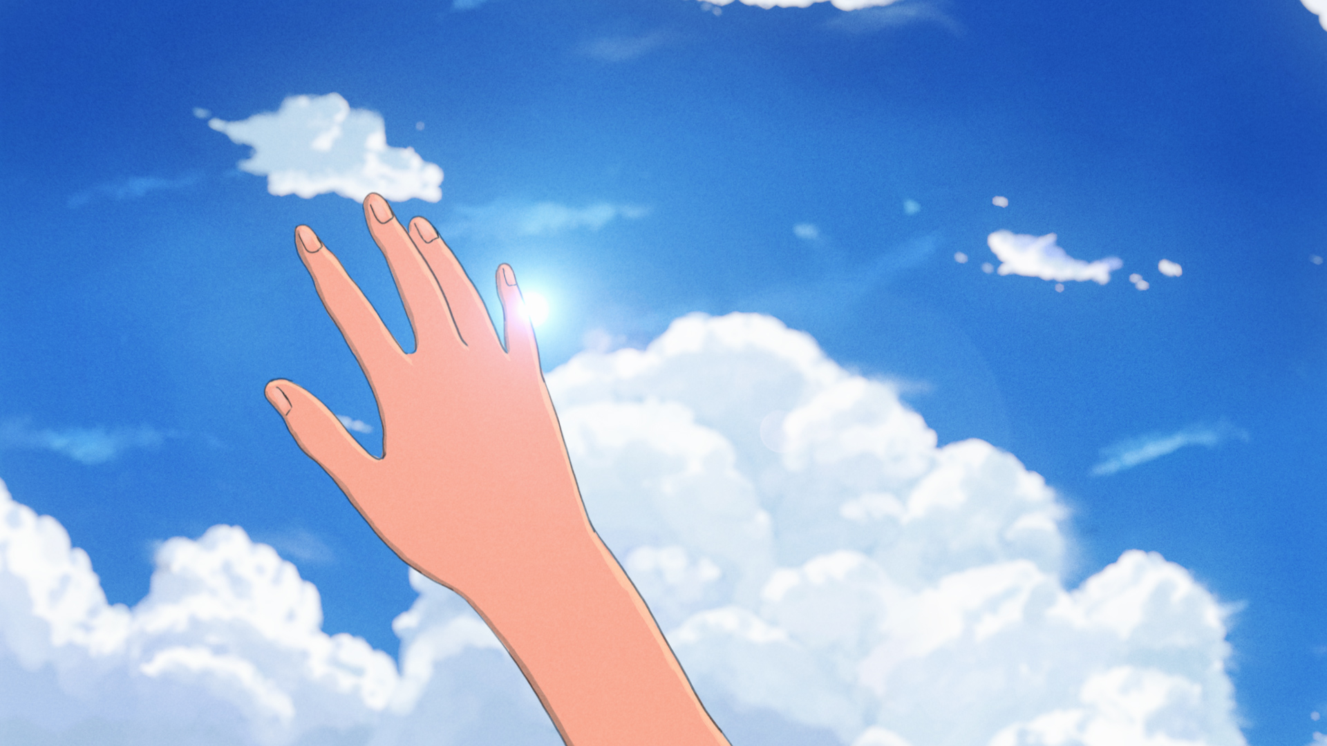 Sky Digital Art Nature Clouds Anime Hands 1920x1080