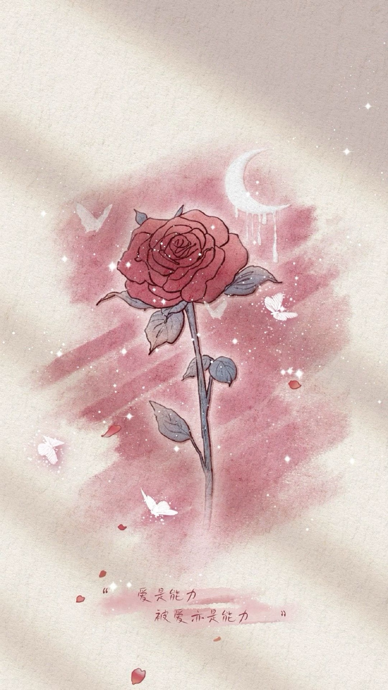 Rose Butterfly Red Moon Petals 1280x2276