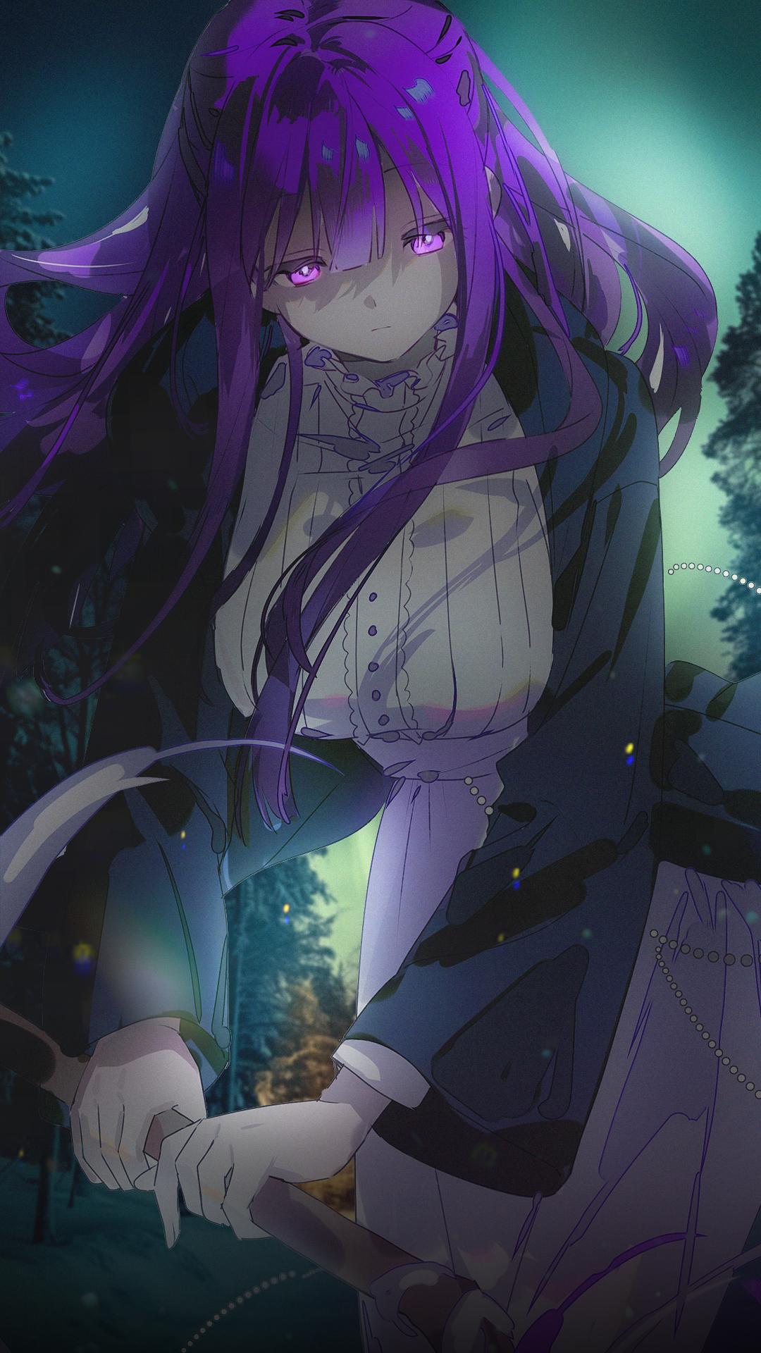 Anime Anime Girls Fern Sousou No Frieren Sousou No Frieren Purple Bara Snow 1080x1920